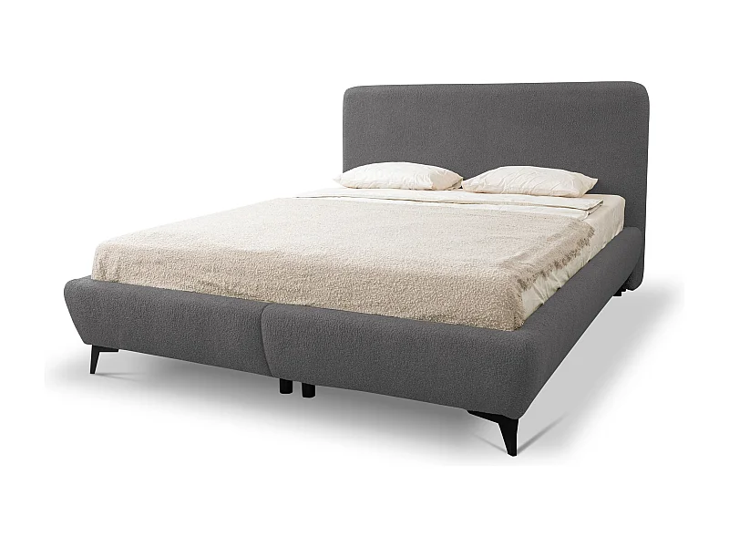 Polsterbed mit Stauraum - 177 x 223 - Bouclé - Dunkelgrau - MAKAPU