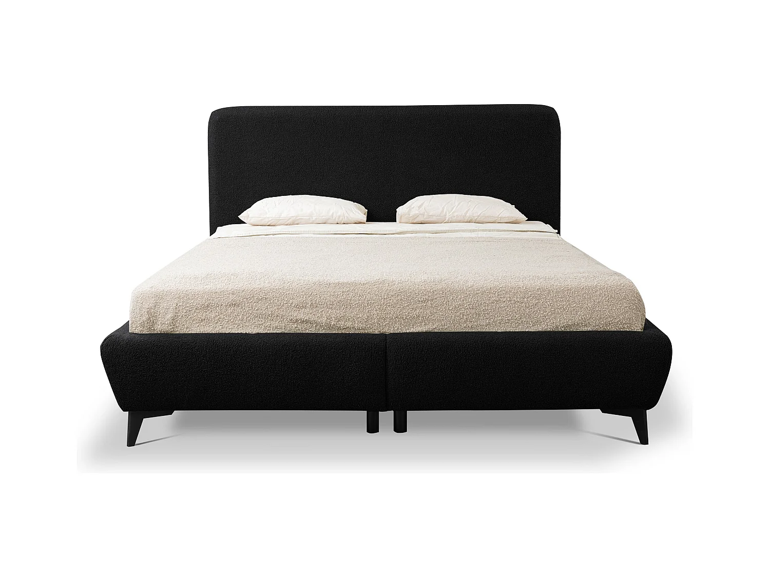 Lit rembourré avec rangement 197 x 223 - en Bouclé - noir - MAKAPU