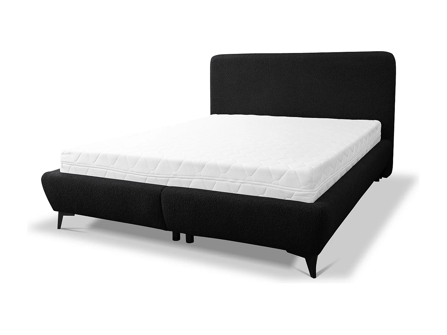 Lit rembourré avec rangement 197 x 223 - en Bouclé - noir - MAKAPU