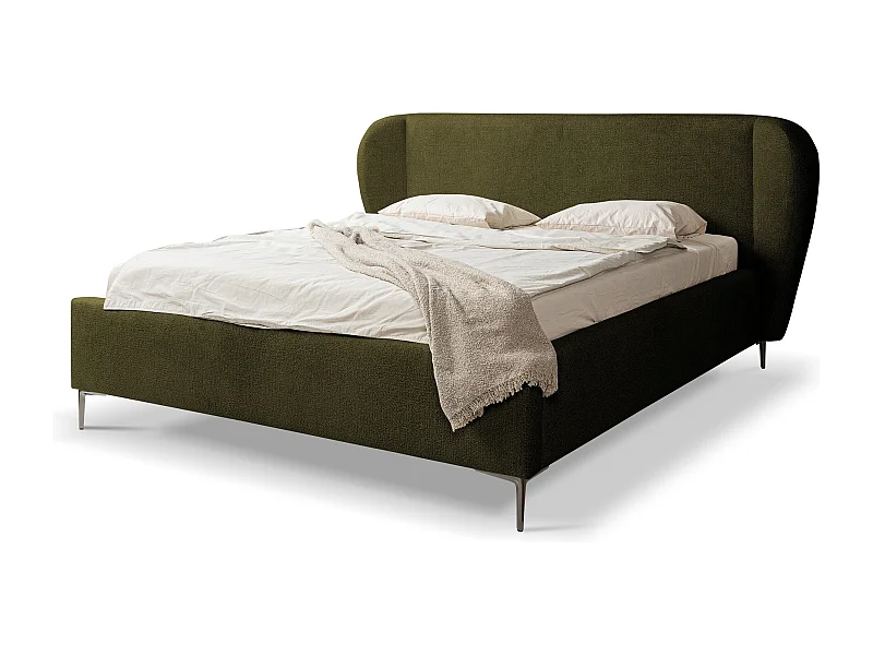 Polsterbed mit Stauraum - 248 x 224 - Chenille - Grün - MAKANA