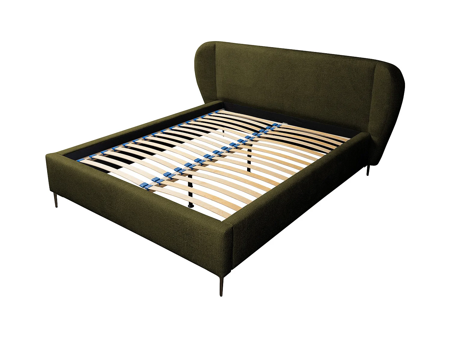 Lit rembourré avec rangement 248 x 224 - en Chenille - vert - MAKANA