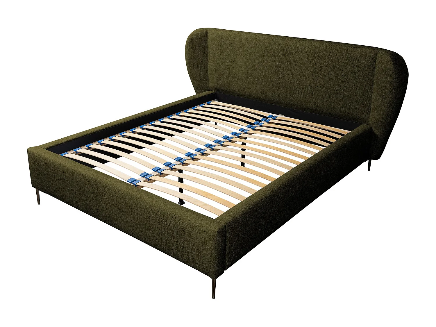 Lit rembourré avec rangement 248 x 224 - en Chenille - vert - MAKANA