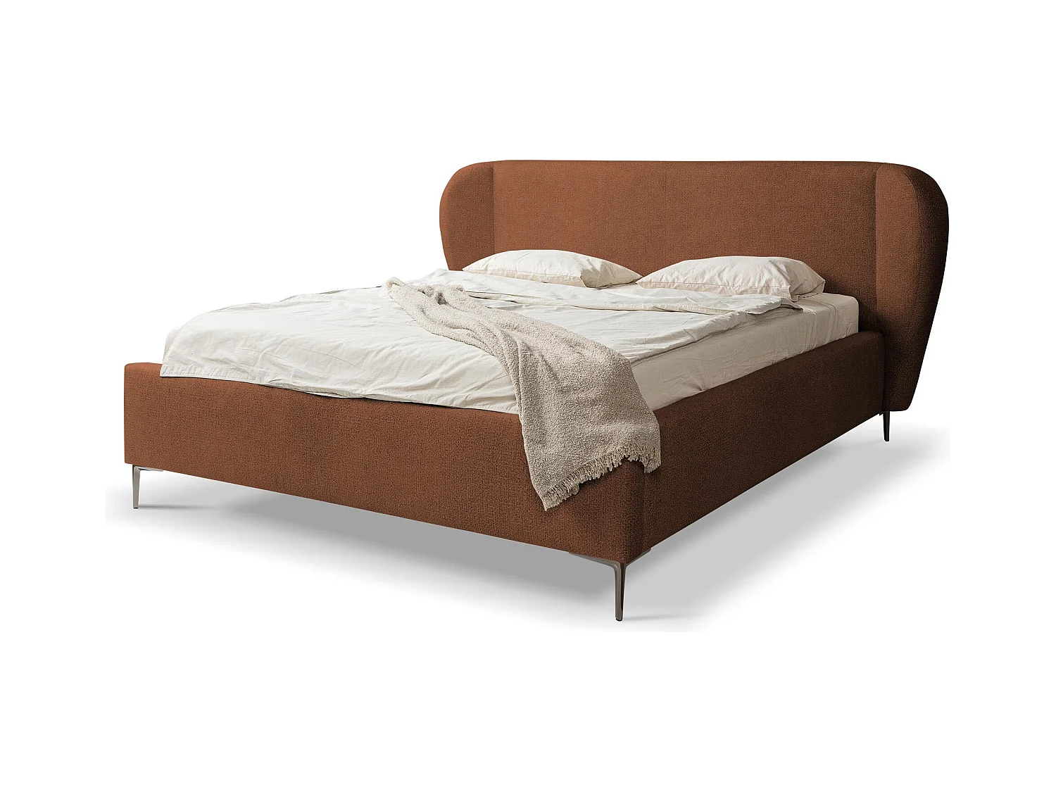 Polsterbed mit Stauraum - 208 x 224 - Chenille - Terrakotta - MAKANA