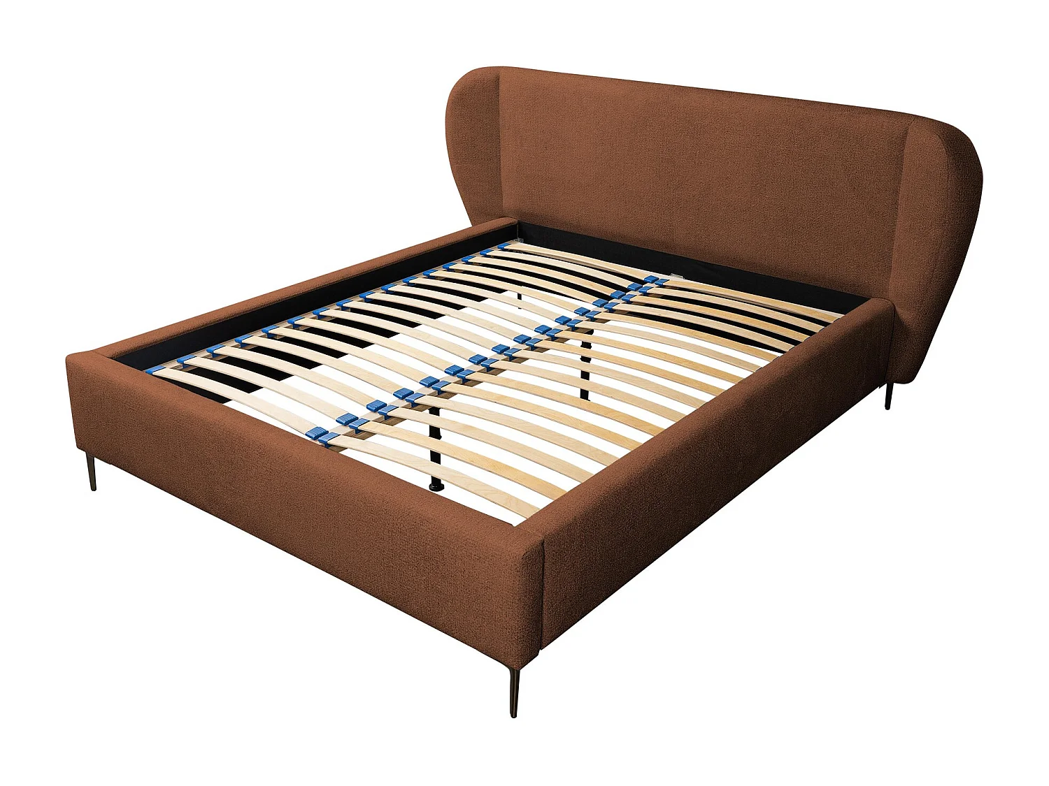 Lit rembourré avec rangement 208 x 224 - en Chenille - terre cuite - MAKANA