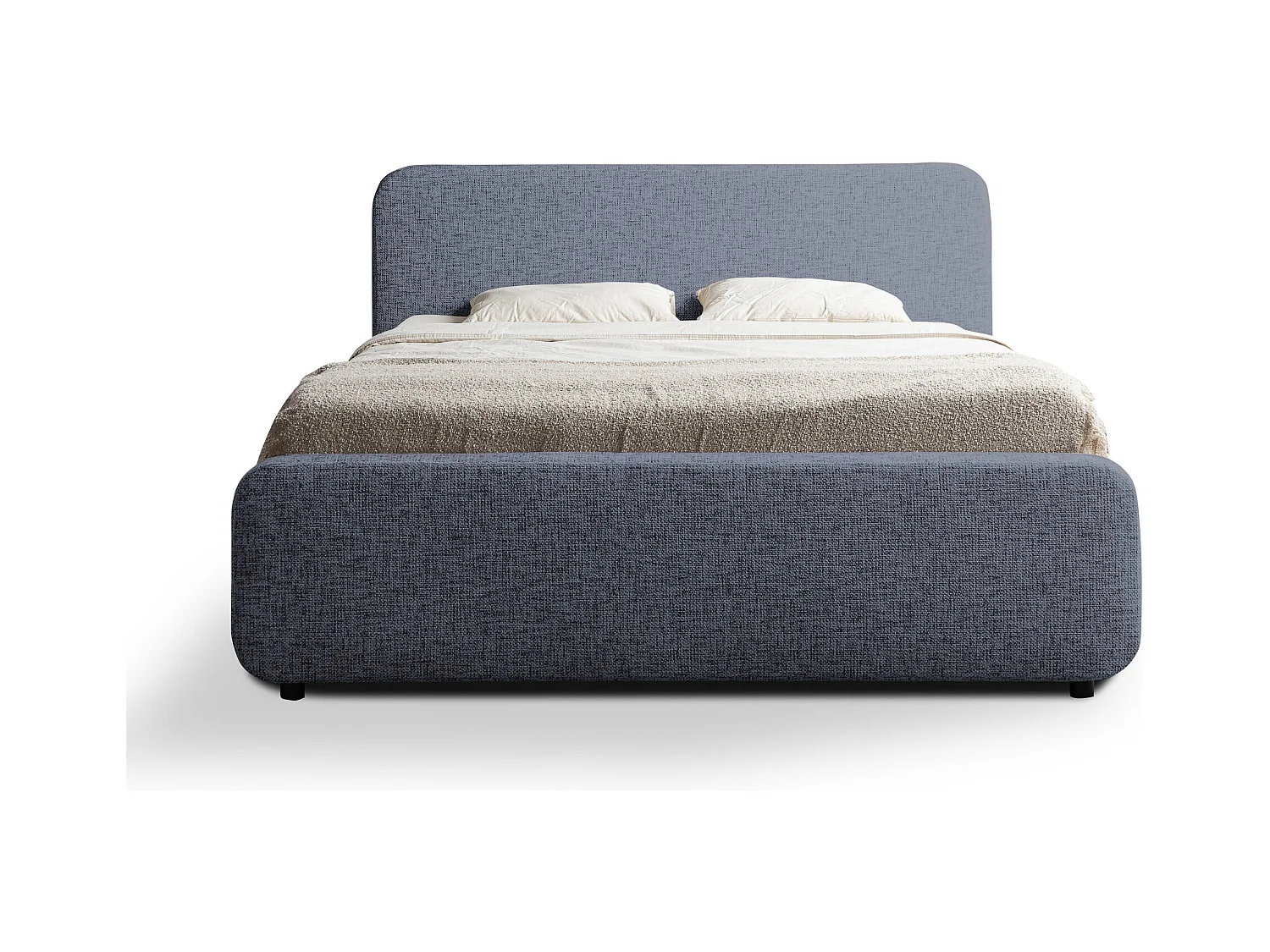 Lit rembourré avec rangement 160 x 222 - en Chenille - marin - HANALE