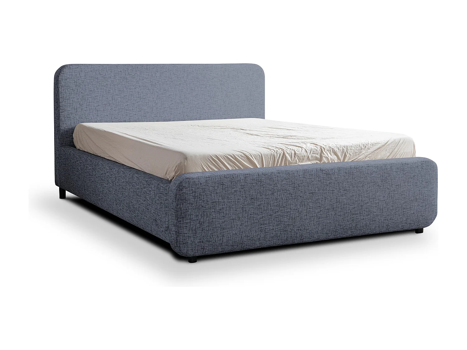 Lit rembourré avec rangement 160 x 222 - en Chenille - marin - HANALE