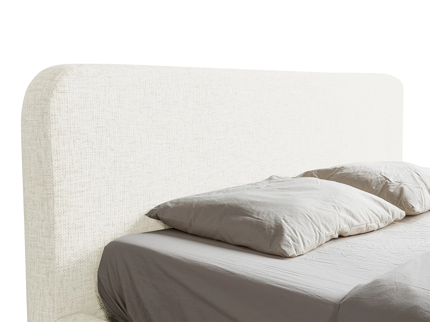 Lit rembourré avec rangement 180 x 222 - en Chenille - beige - HANALE