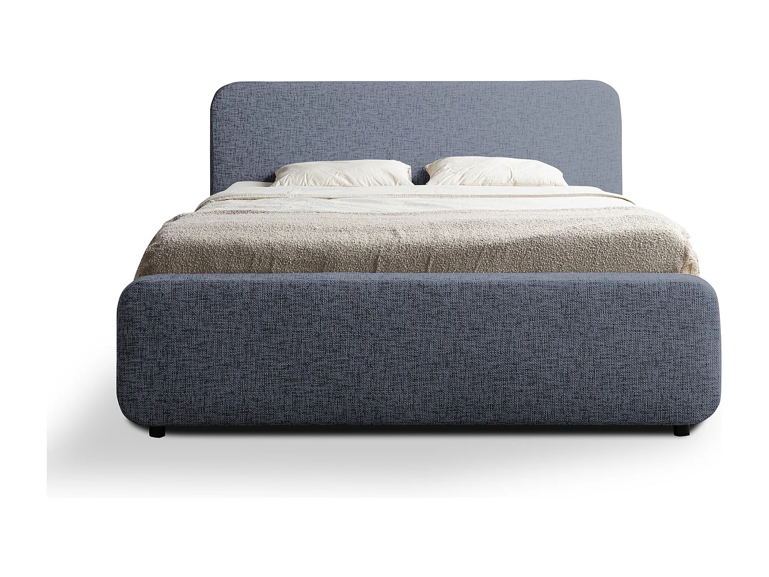 Lit rembourré avec rangement 200 x 222 - en Chenille - marin - HANALE