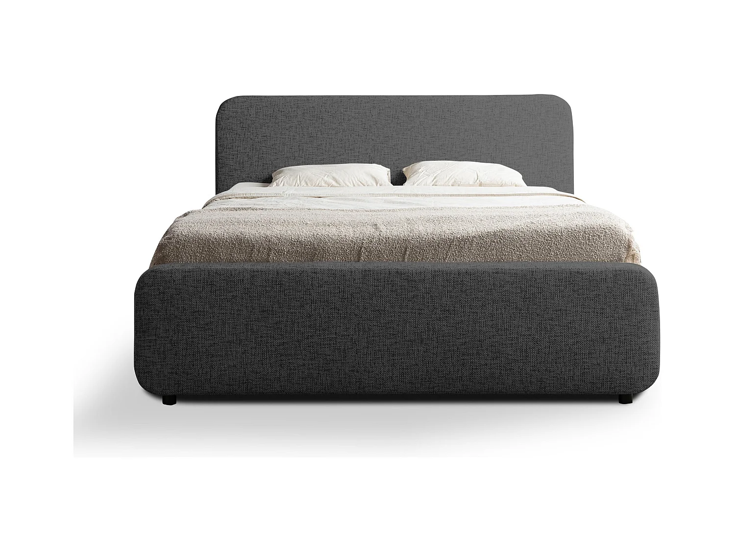 Lit rembourré avec rangement 160 x 222 - en Chenille - gris - HANALE