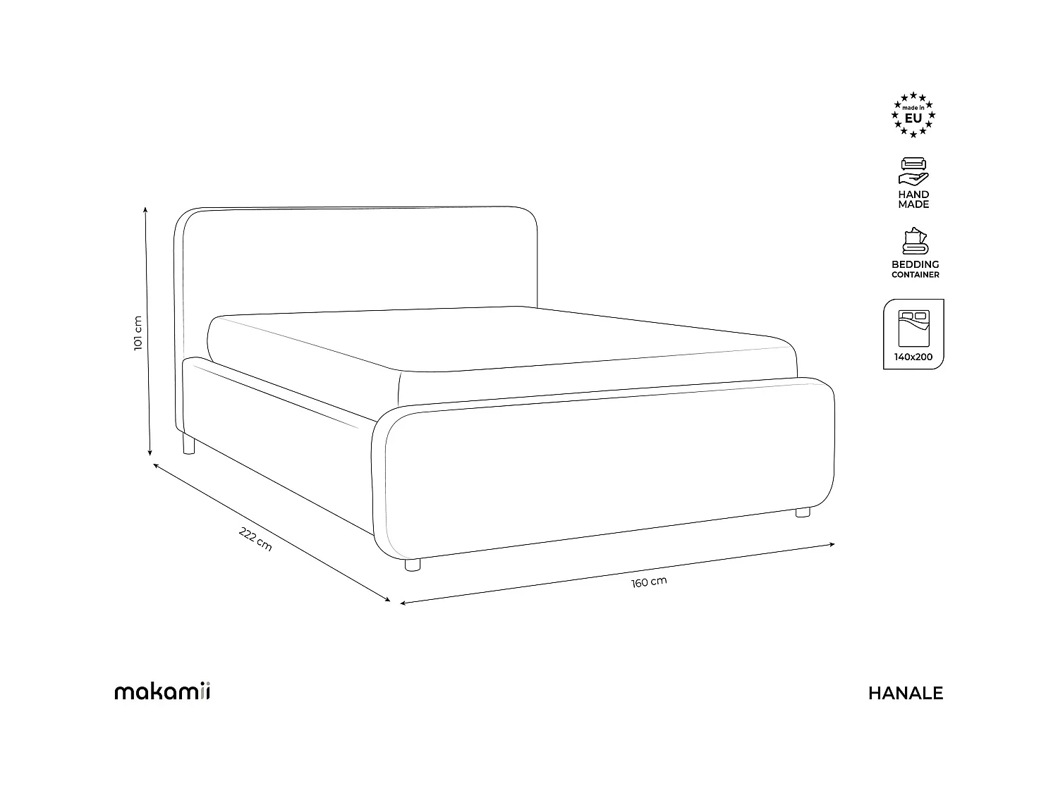 Lit rembourré avec rangement 160 x 222 - en Chenille - gris - HANALE