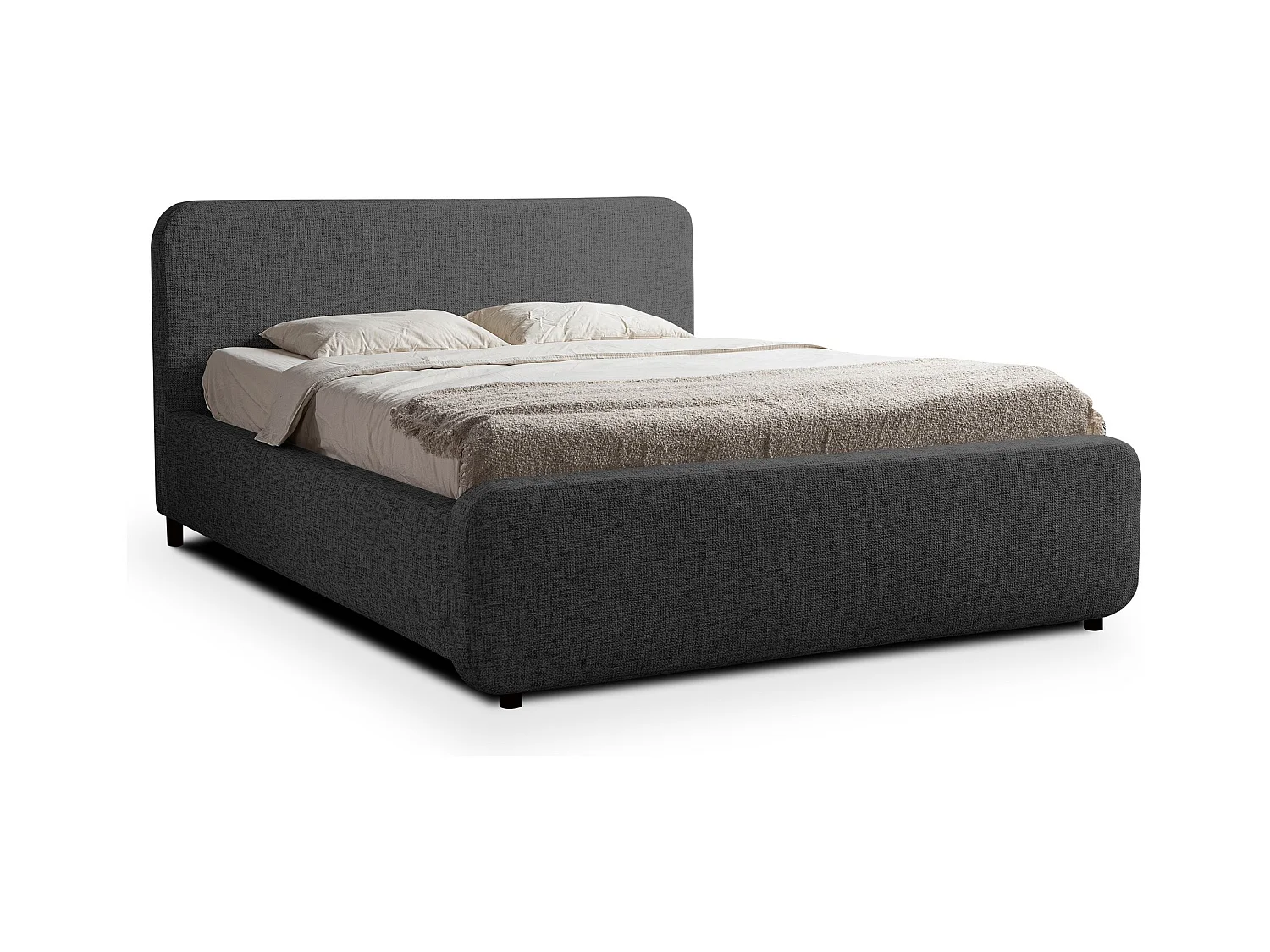 Polsterbed mit Stauraum - 160 x 222 - Chenille - Grau - HANALE
