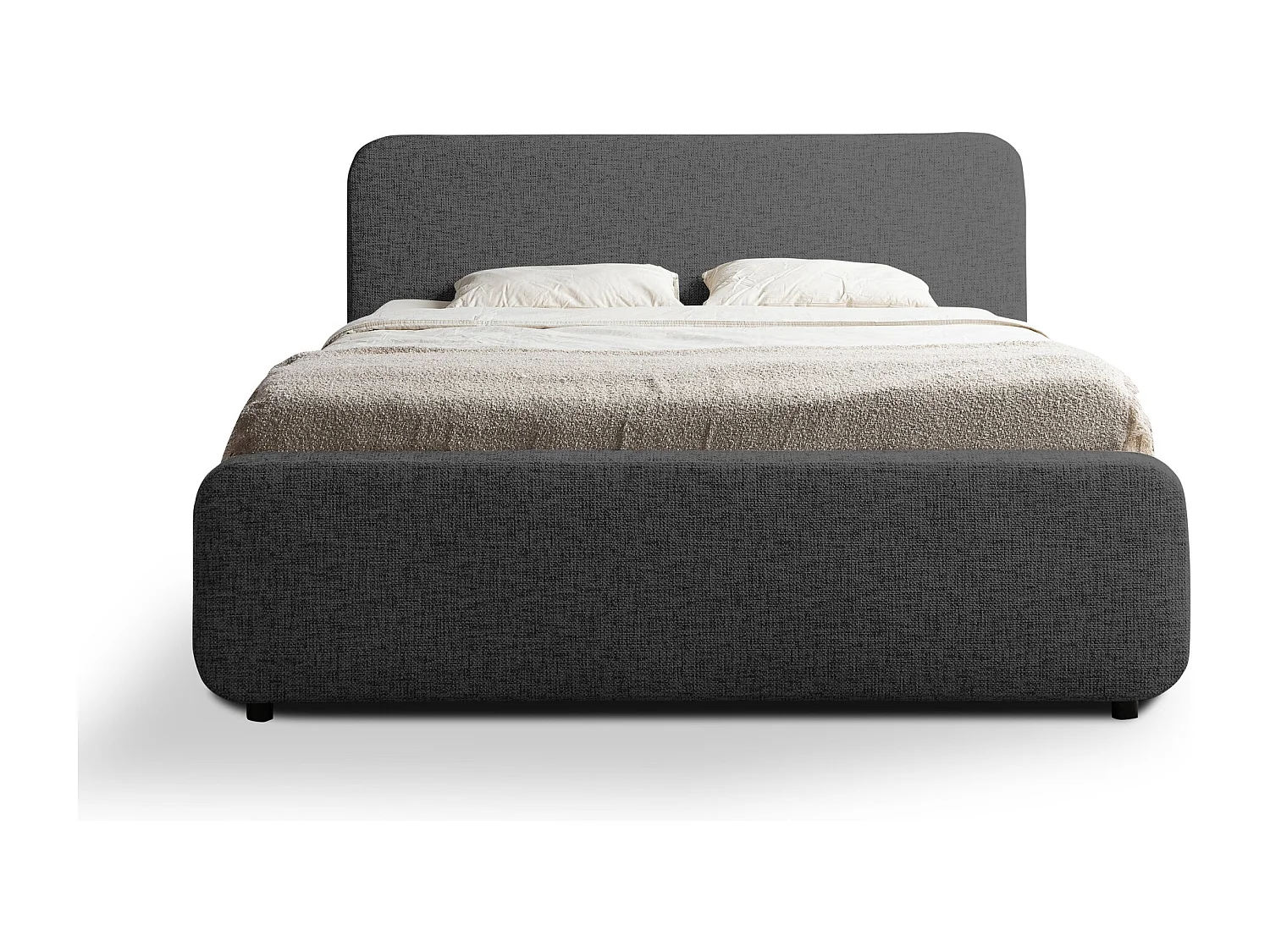 Lit rembourré avec rangement 160 x 222 - en Chenille - gris - HANALE