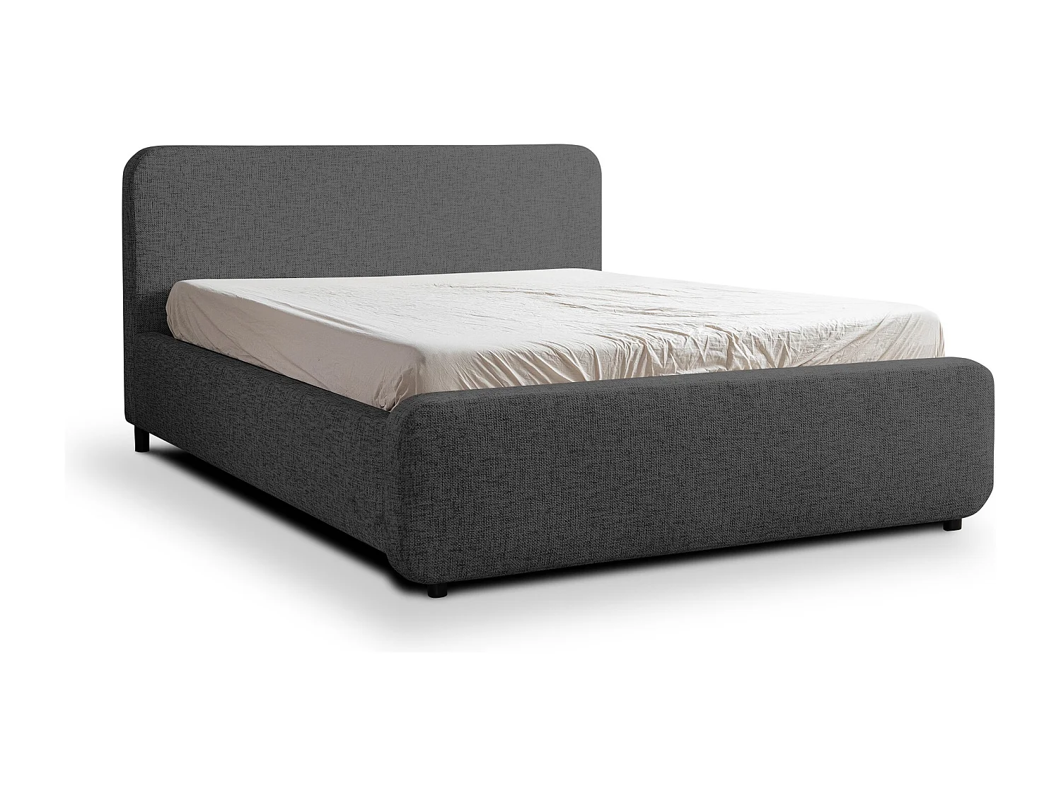 Lit rembourré avec rangement 160 x 222 - en Chenille - gris - HANALE