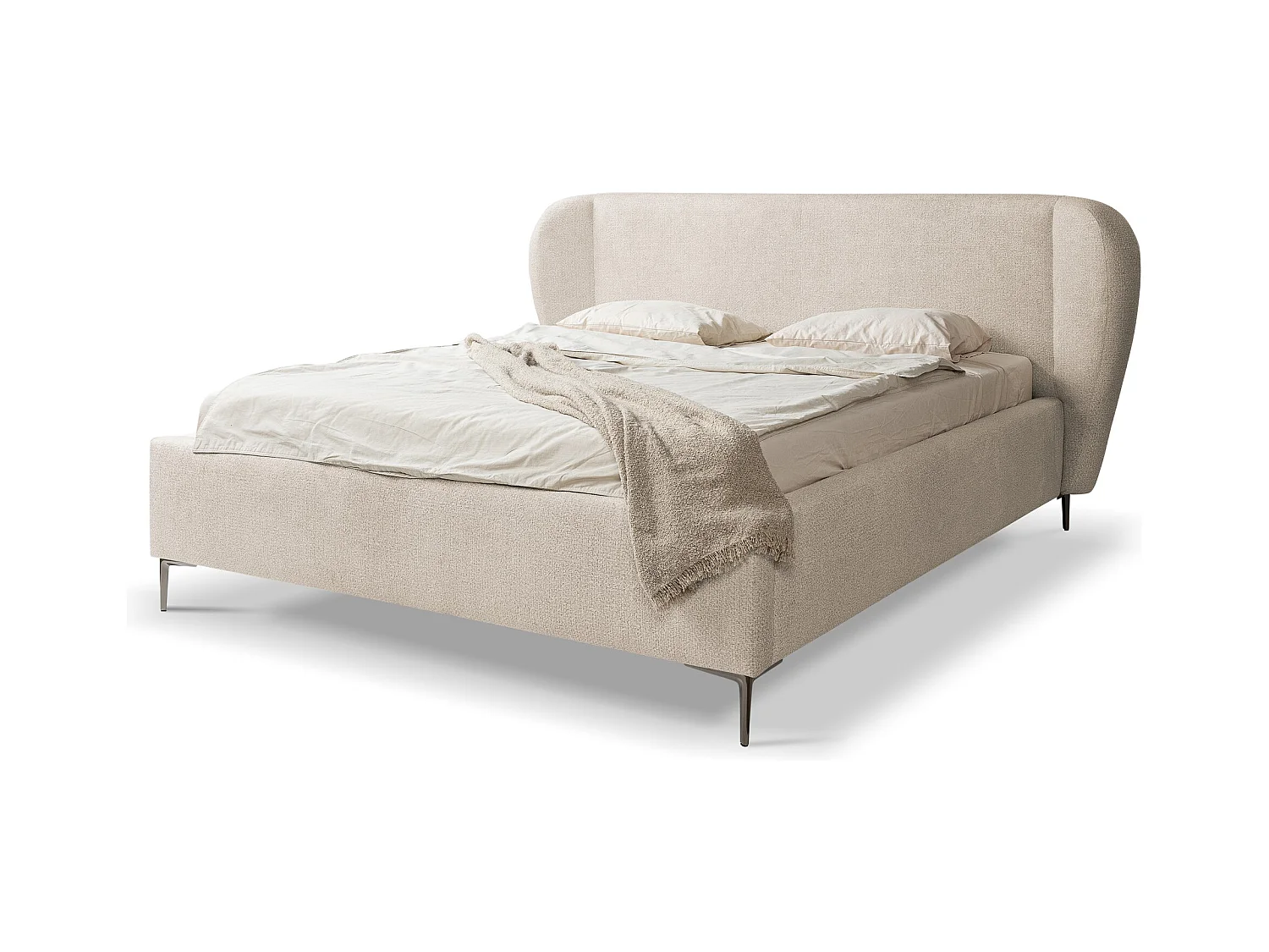 Polsterbed mit Stauraum - 248 x 224 - Chenille - Dunkelgrau - MAKANA