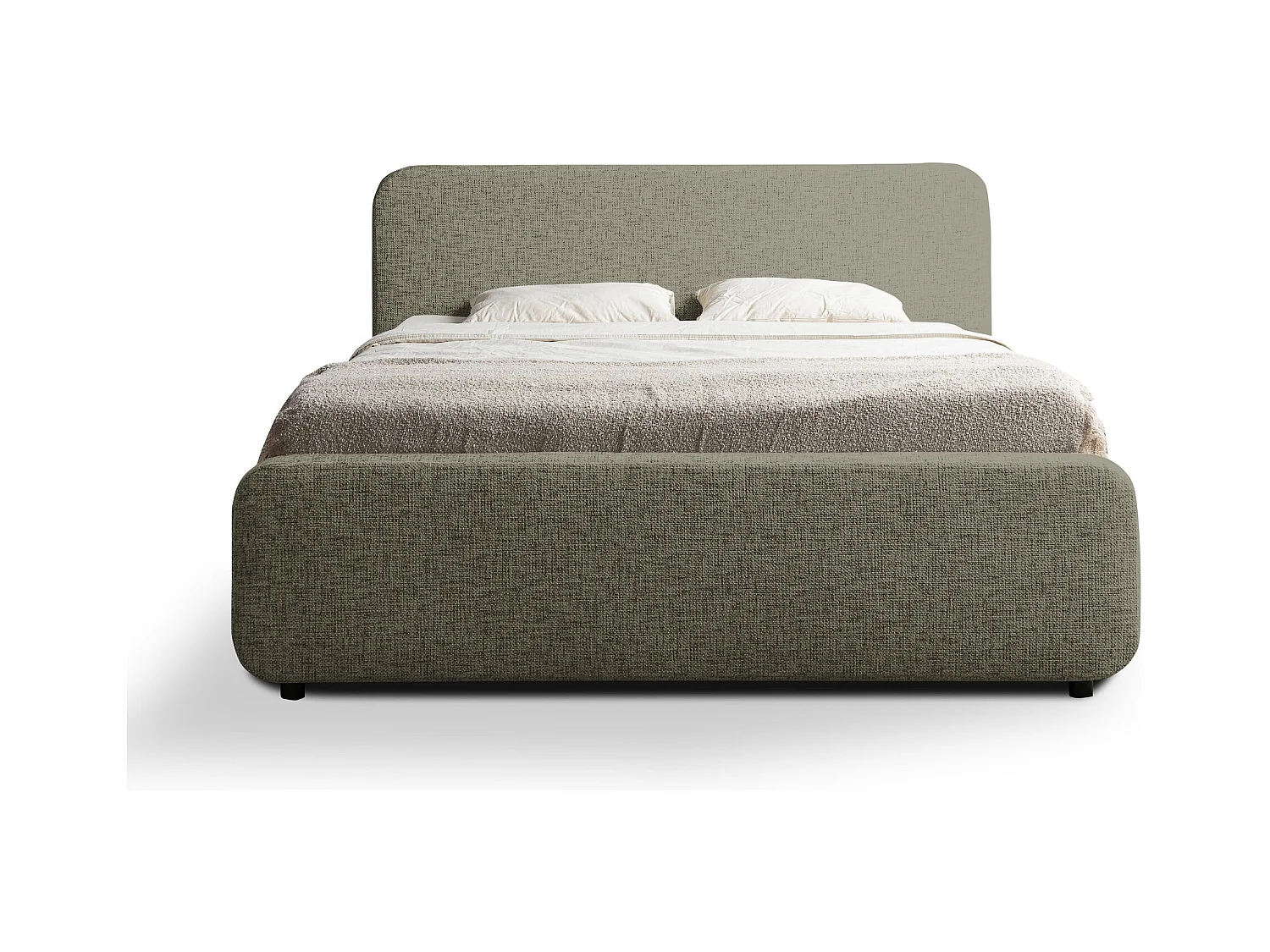 Lit rembourré avec rangement 180 x 222 - en Chenille - vert - HANALE