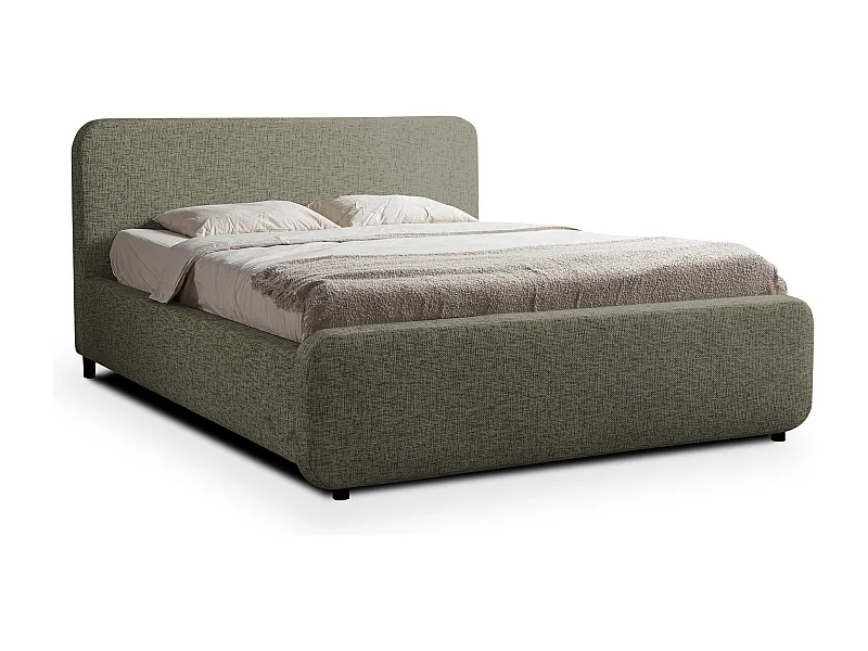 Lit rembourré avec rangement 180 x 222 - en Chenille - vert - HANALE