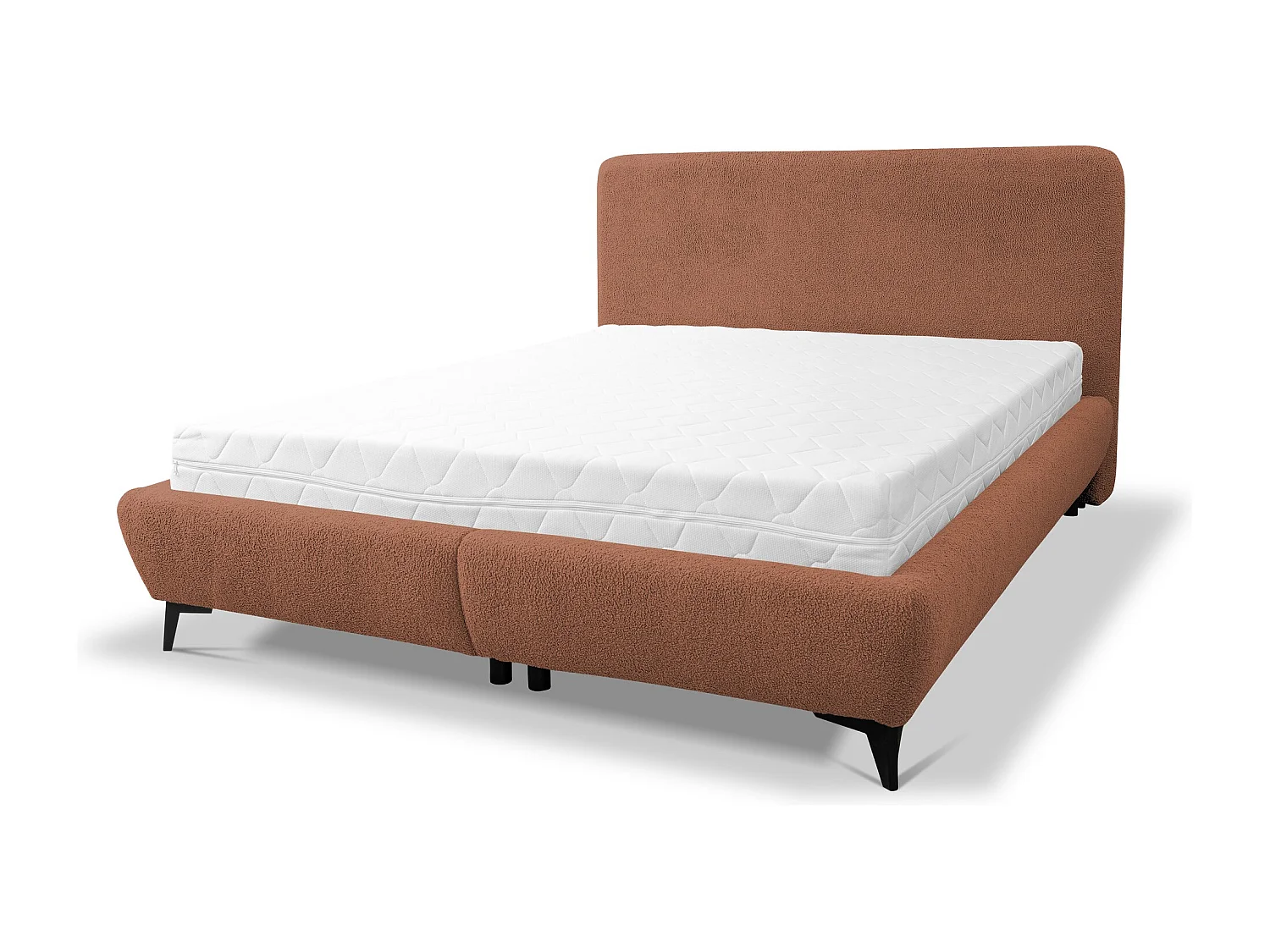 Lit rembourré avec rangement 157 x 223 - en Bouclé - terre cuite - MAKAPU