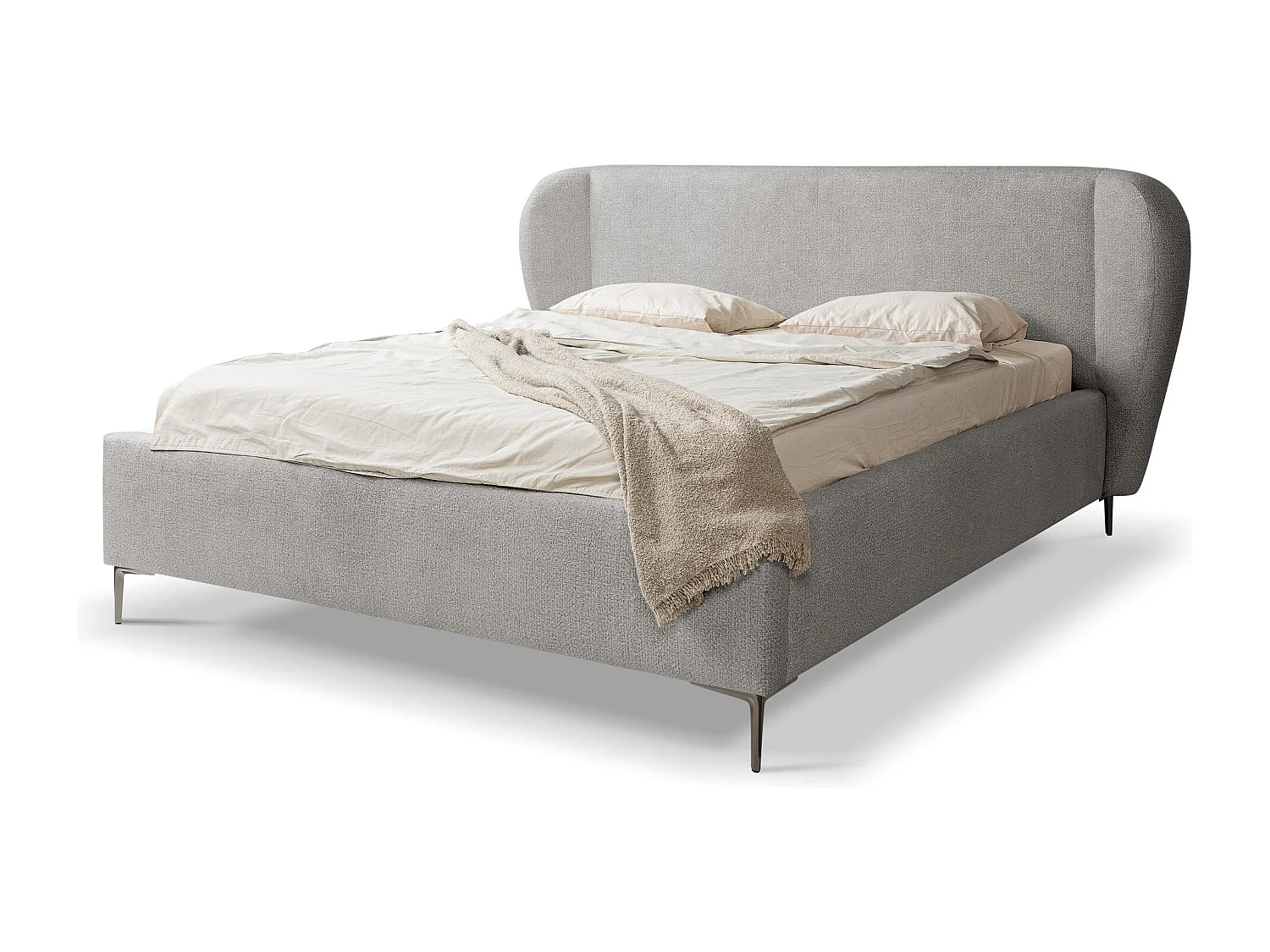 Lit rembourré avec rangement 248 x 224 - en Chenille - bouteille verte - MAKANA