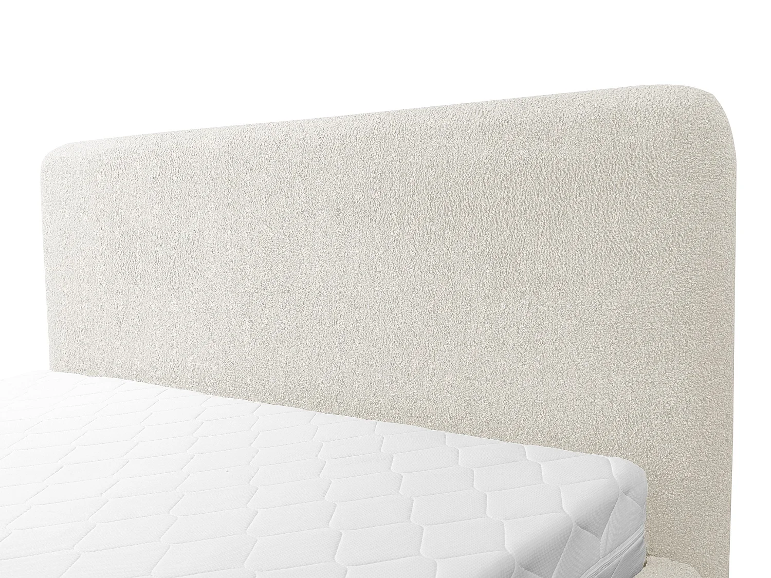 Lit rembourré avec rangement 177 x 223 - en Bouclé - beige clair - MAKAPU