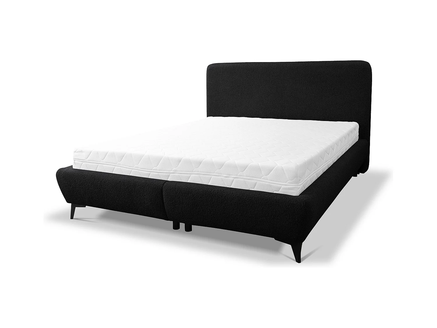 Lit rembourré avec rangement 157 x 223 - en Bouclé - noir - MAKAPU