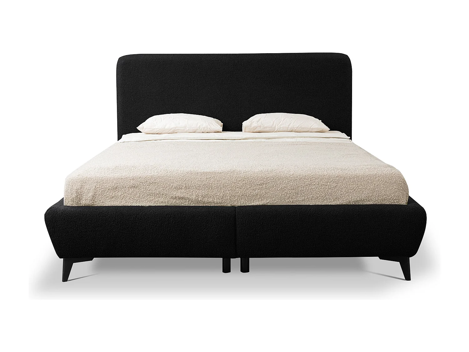 Lit rembourré avec rangement 157 x 223 - en Bouclé - noir - MAKAPU