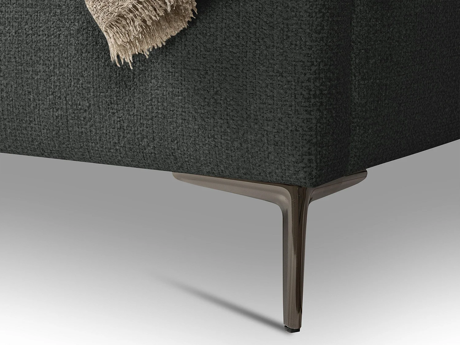 Lit rembourré avec rangement 228 x 224 - en Chenille - gris clair - MAKANA