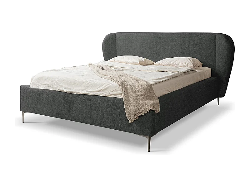 Lit rembourré avec rangement 228 x 224 - en Chenille - gris clair - MAKANA