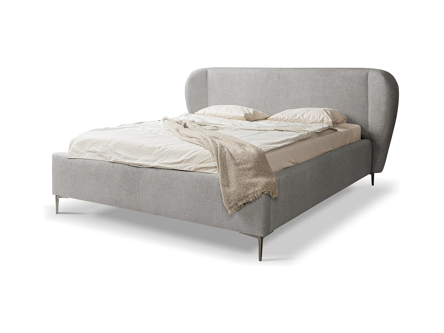 Lit rembourré avec rangement 208 x 224 - en Chenille - bouteille verte - MAKANA