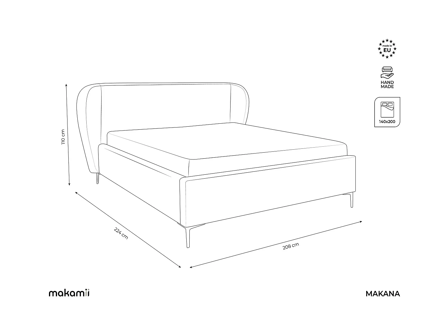 Lit rembourré avec rangement 208 x 224 - en Chenille - bouteille verte - MAKANA