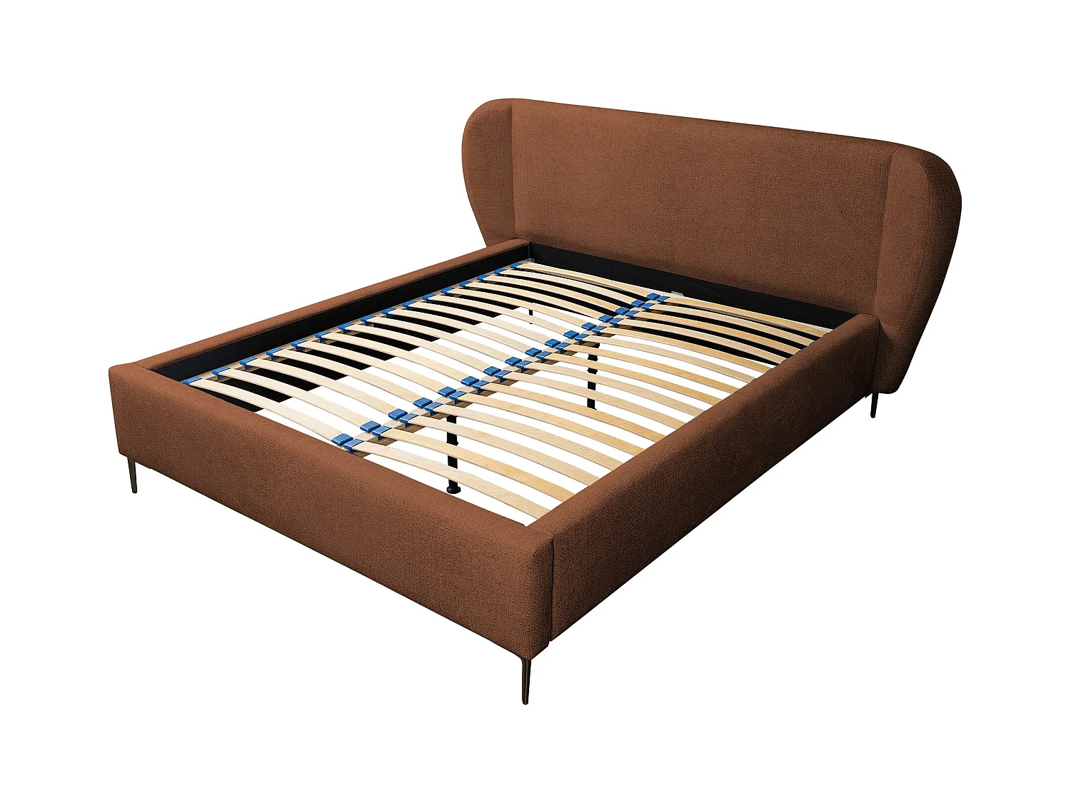 Lit rembourré avec rangement 248 x 224 - en Chenille - terre cuite - MAKANA