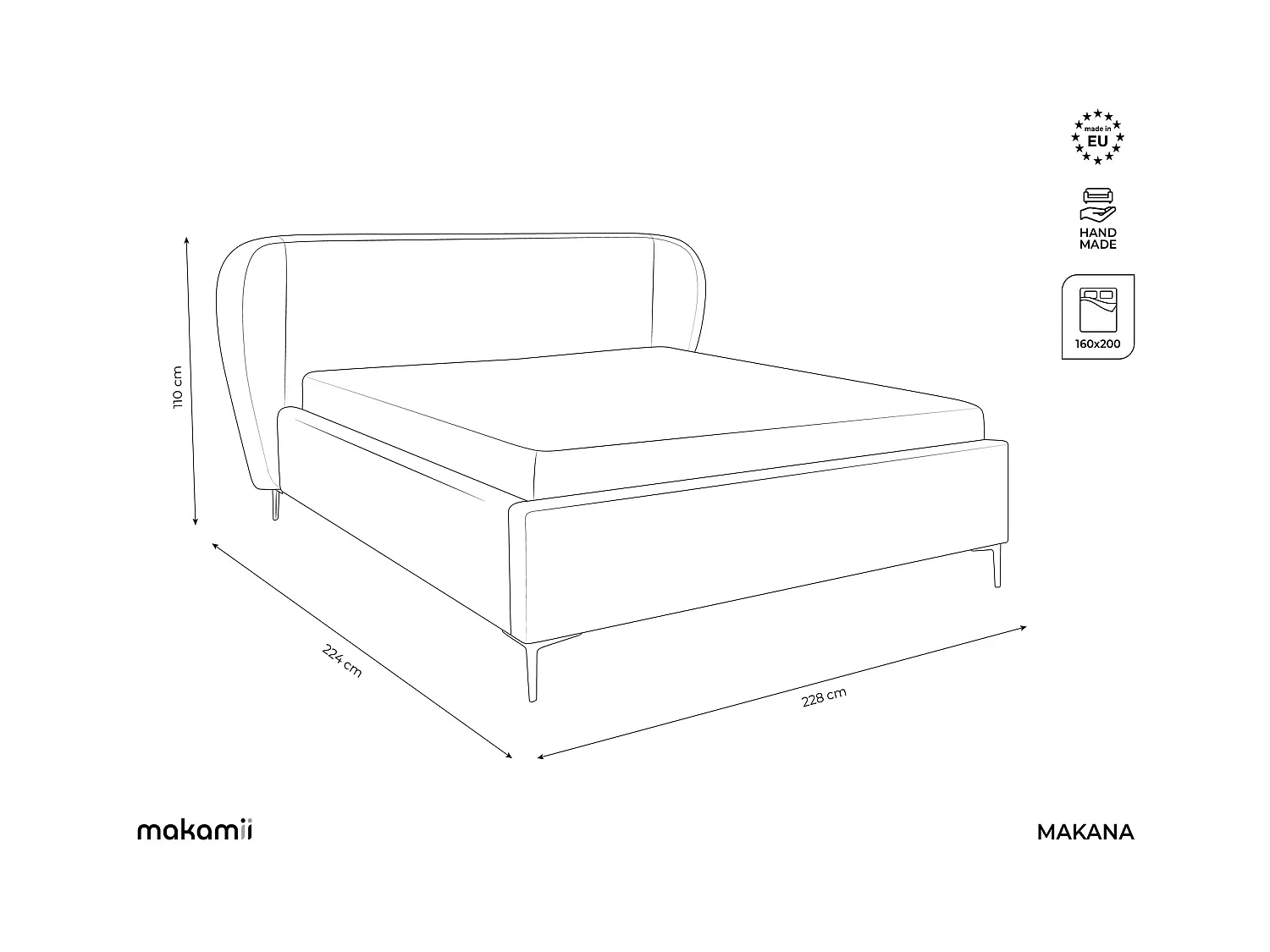 Lit rembourré avec rangement 228 x 224 - en Chenille - bouteille verte - MAKANA