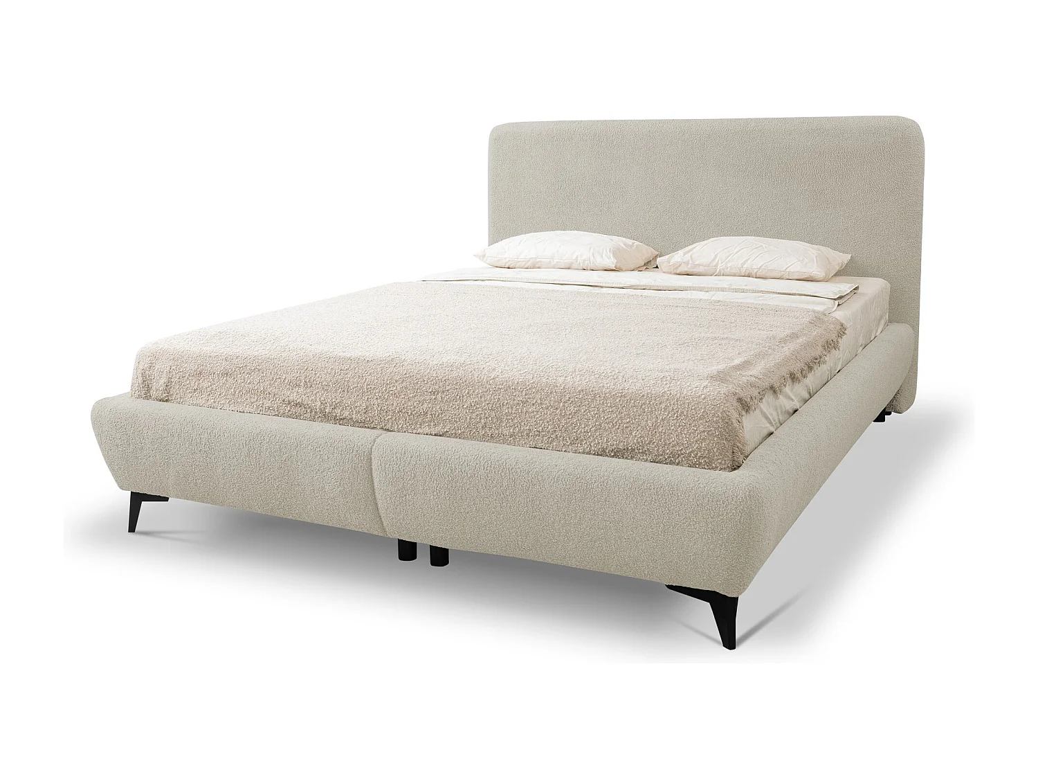 Lit rembourré avec rangement 157 x 223 - en Bouclé - beige foncé - MAKAPU