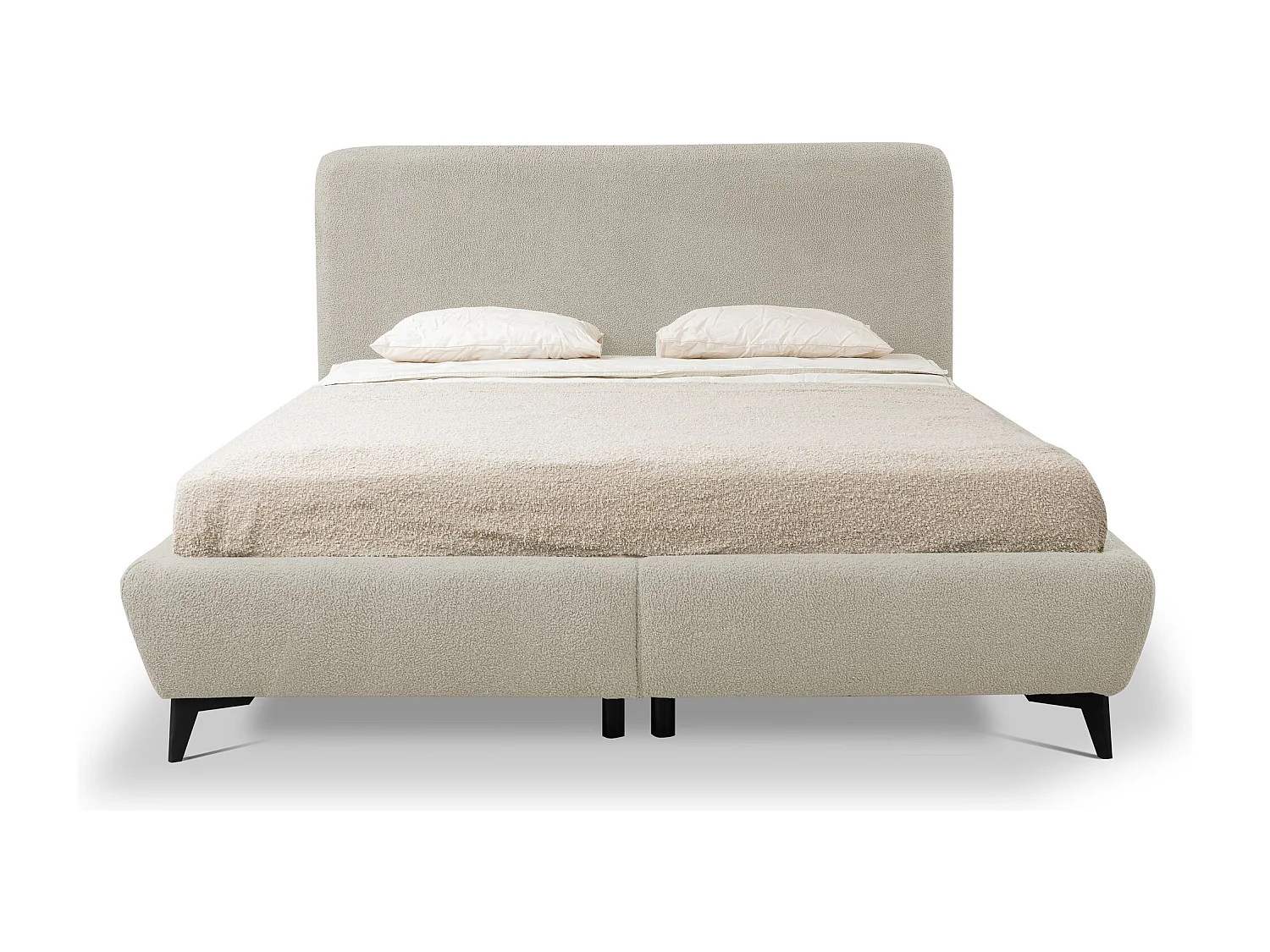 Lit rembourré avec rangement 157 x 223 - en Bouclé - beige foncé - MAKAPU