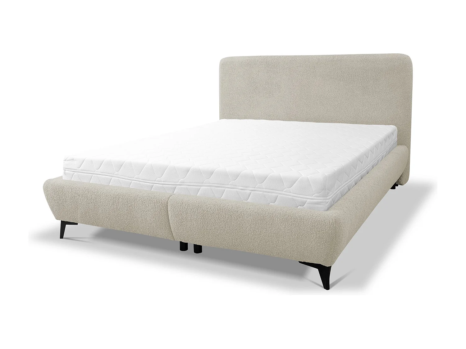 Lit rembourré avec rangement 157 x 223 - en Bouclé - beige foncé - MAKAPU