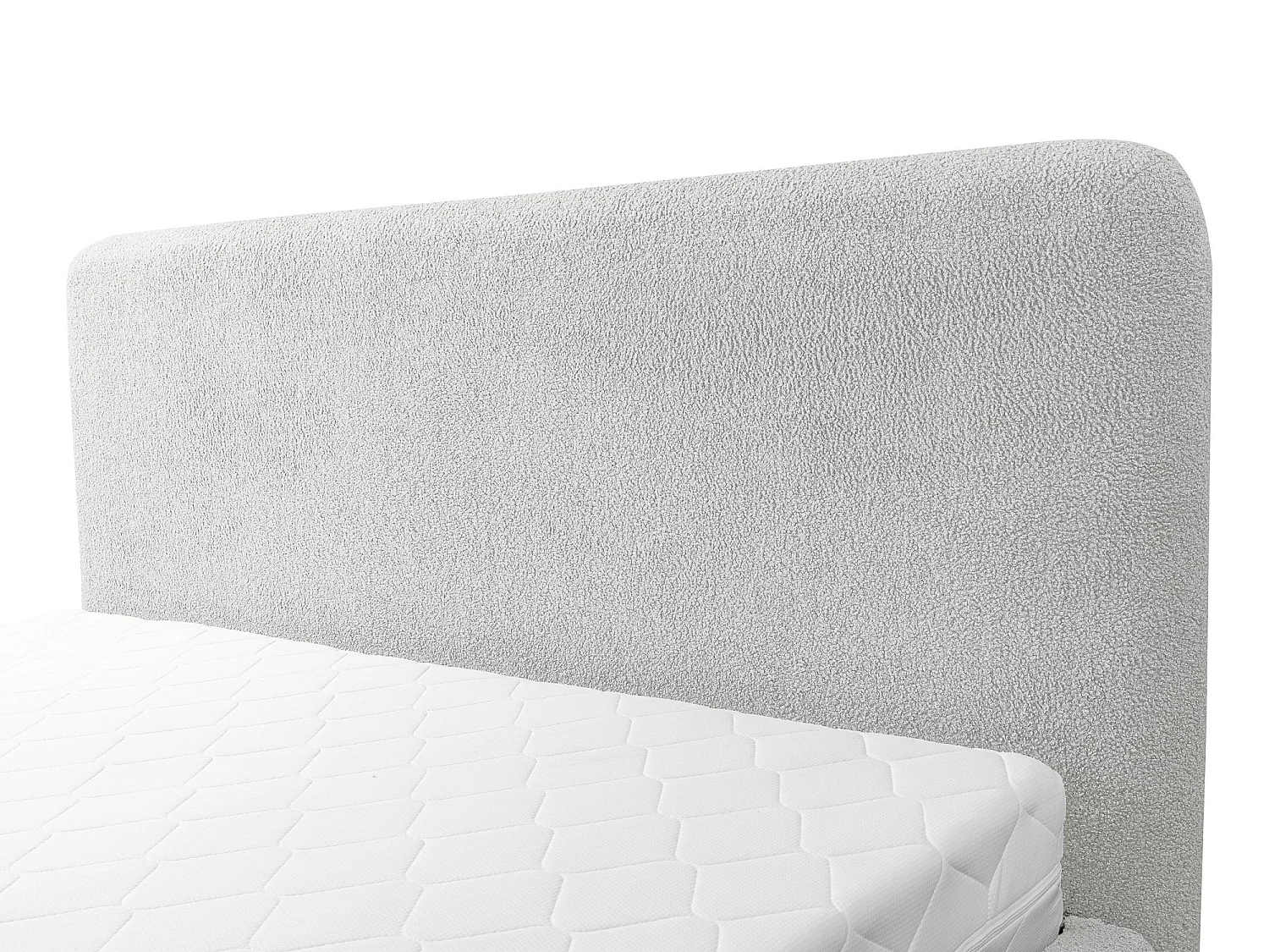 Lit rembourré avec rangement 177 x 223 - en Bouclé - gris clair - MAKAPU