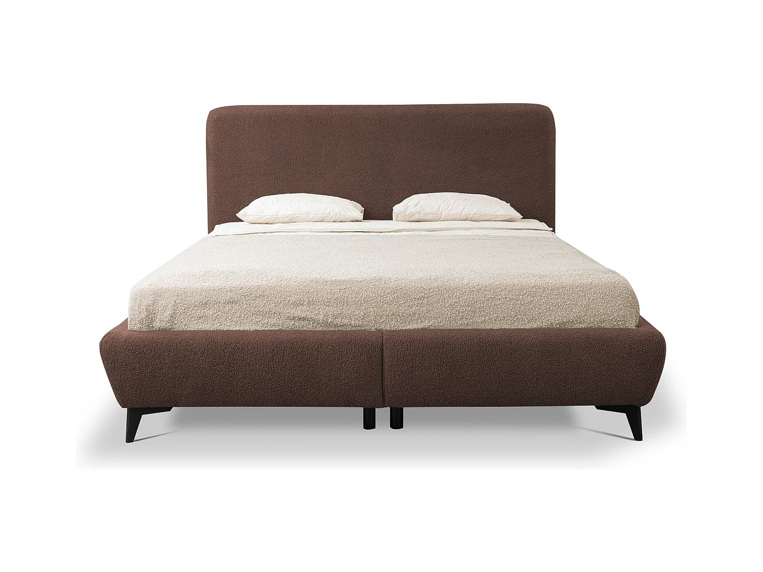 Lit rembourré avec rangement 157 x 223 - en Bouclé - taupe - MAKAPU