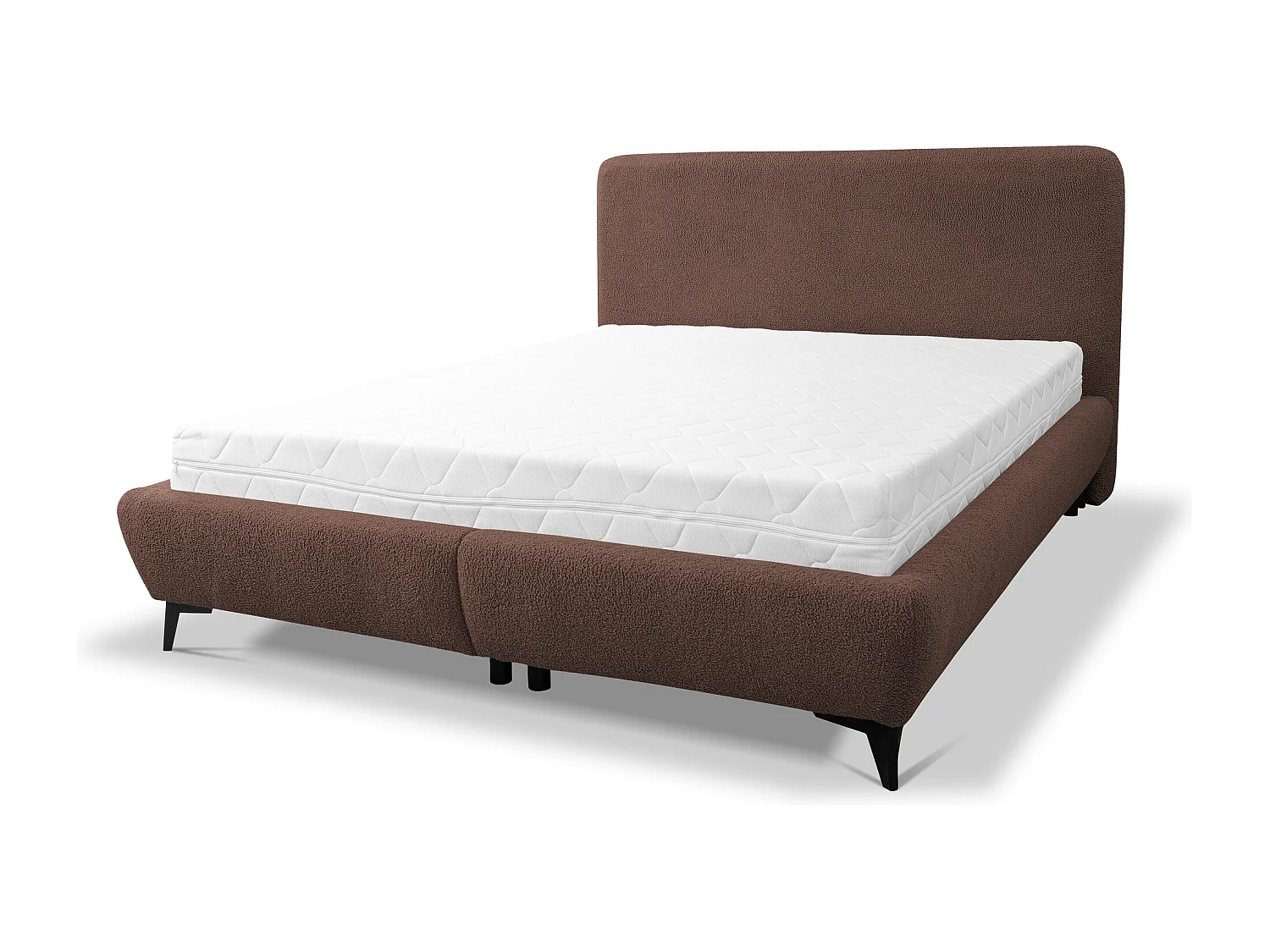 Lit rembourré avec rangement 157 x 223 - en Bouclé - taupe - MAKAPU