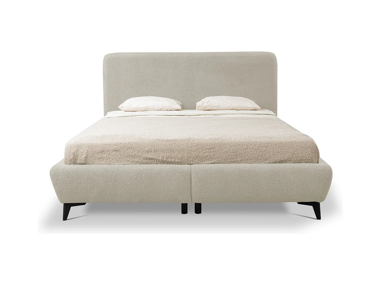 Lit rembourré avec rangement 177 x 223 - en Bouclé - beige foncé - MAKAPU