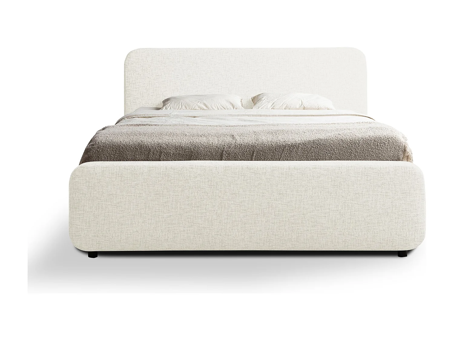 Lit rembourré avec rangement 160 x 222 - en Chenille - beige - HANALE