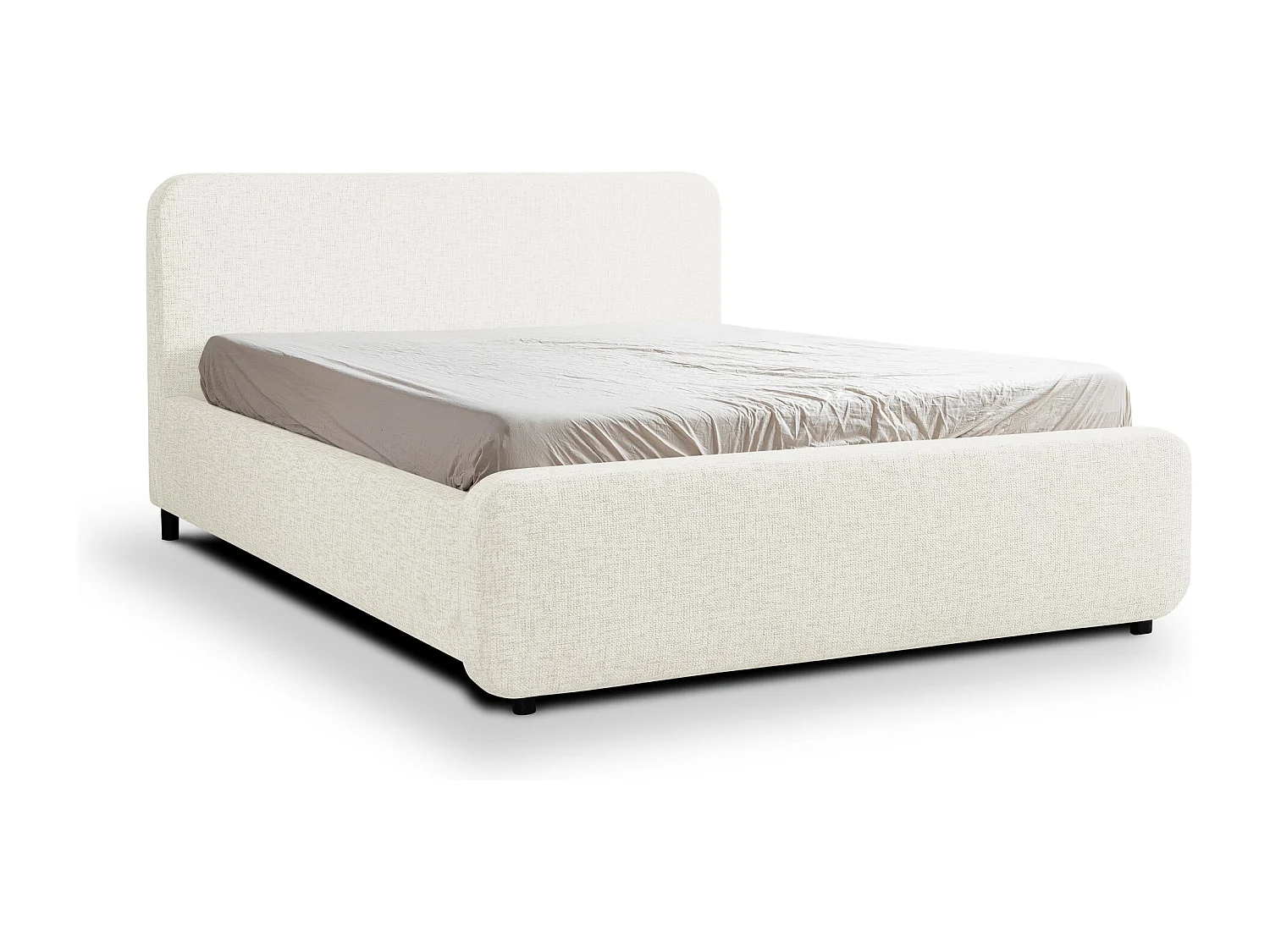 Lit rembourré avec rangement 160 x 222 - en Chenille - beige - HANALE