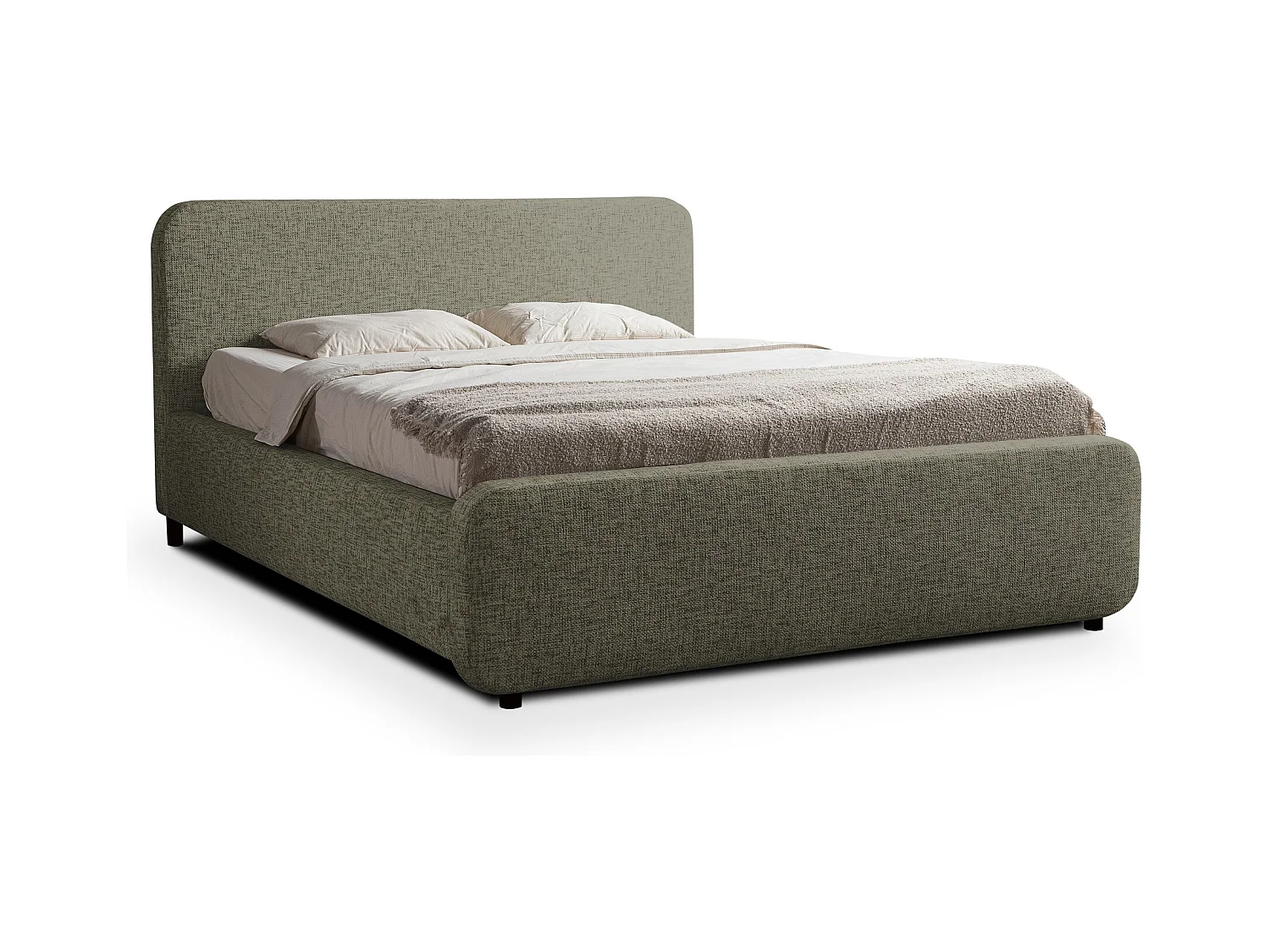 Polsterbed mit Stauraum - 200 x 222 - Chenille - Grün - HANALE