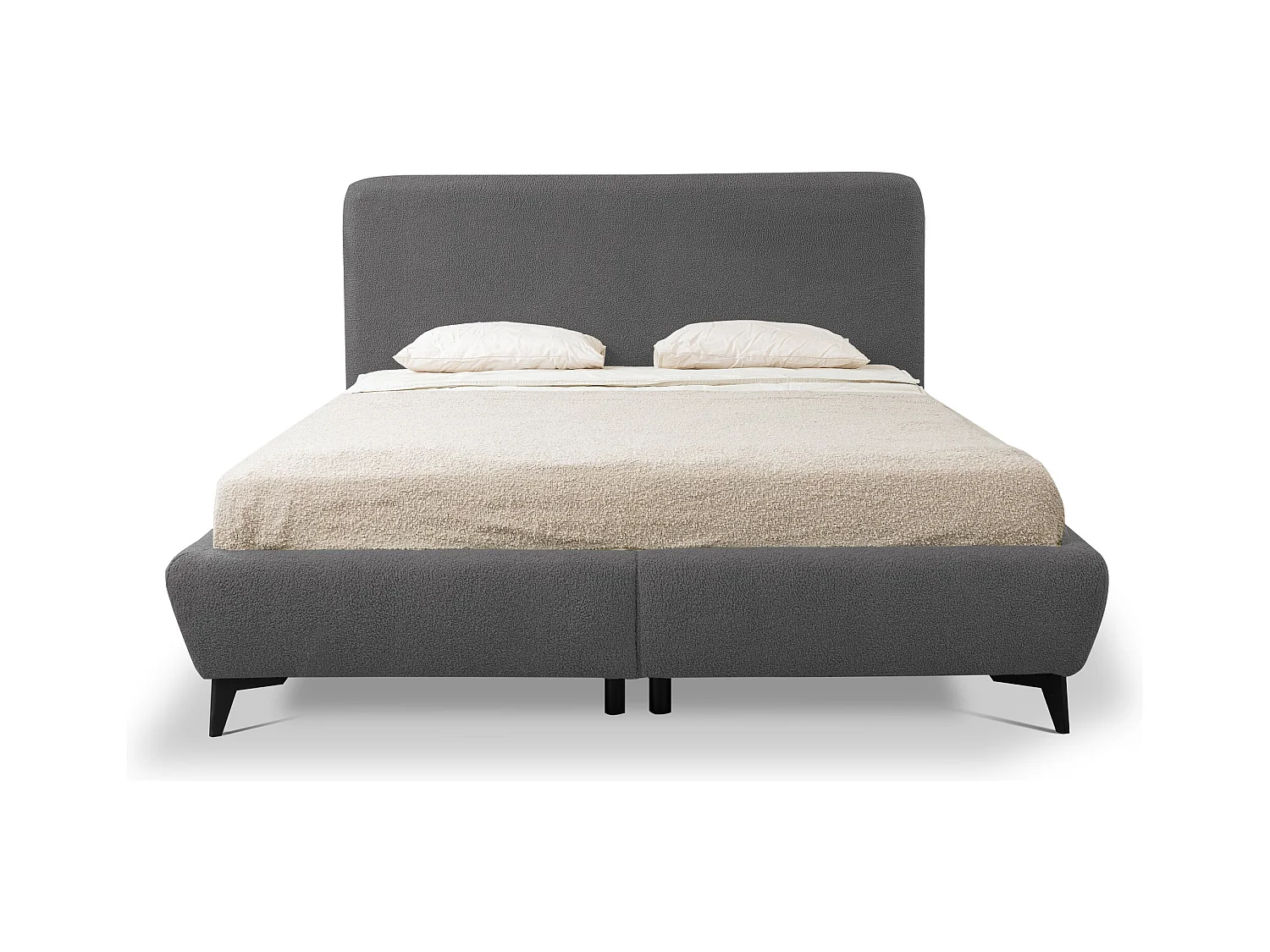 Lit rembourré avec rangement 157 x 223 - en Bouclé - gris foncé - MAKAPU