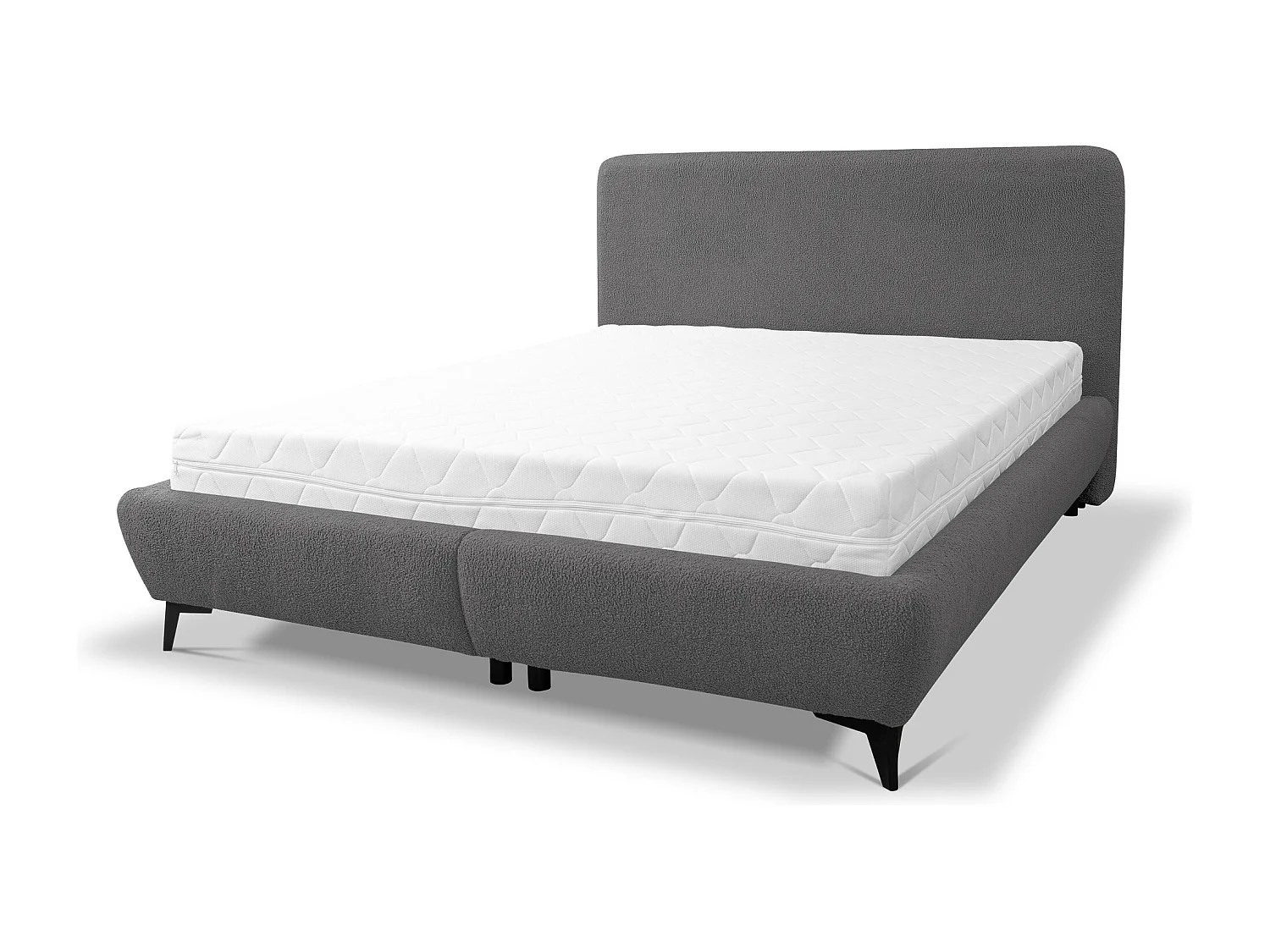 Lit rembourré avec rangement 157 x 223 - en Bouclé - gris foncé - MAKAPU