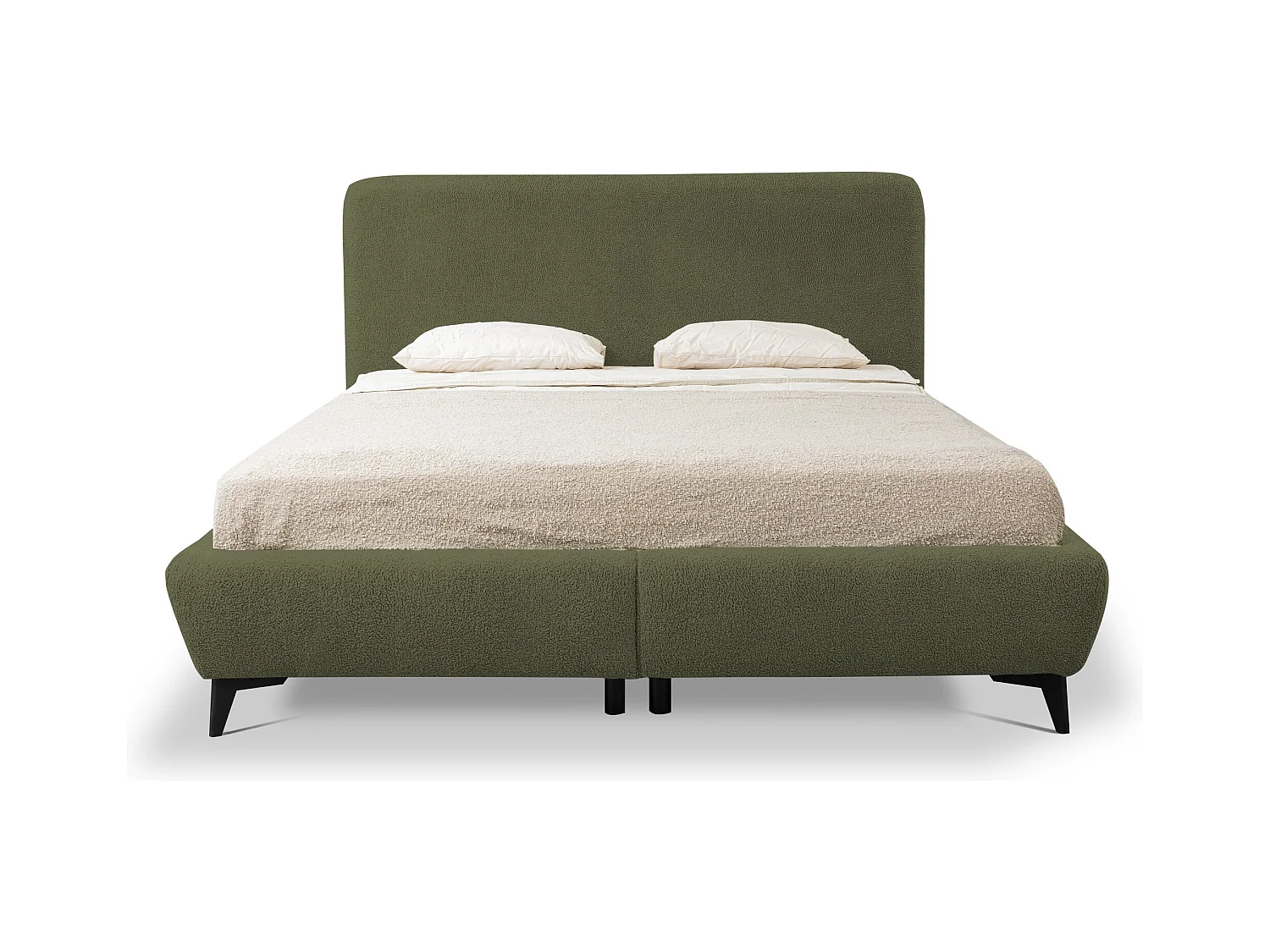 Polsterbed mit Stauraum - 197 x 223 - Bouclé - Grün - MAKAPU