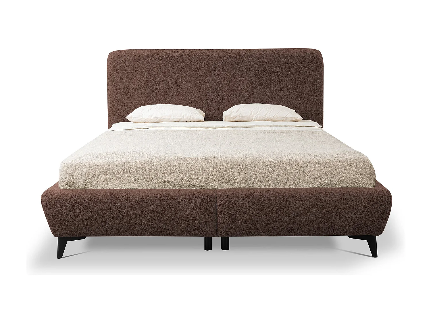 Lit rembourré avec rangement 197 x 223 - en Bouclé - taupe - MAKAPU