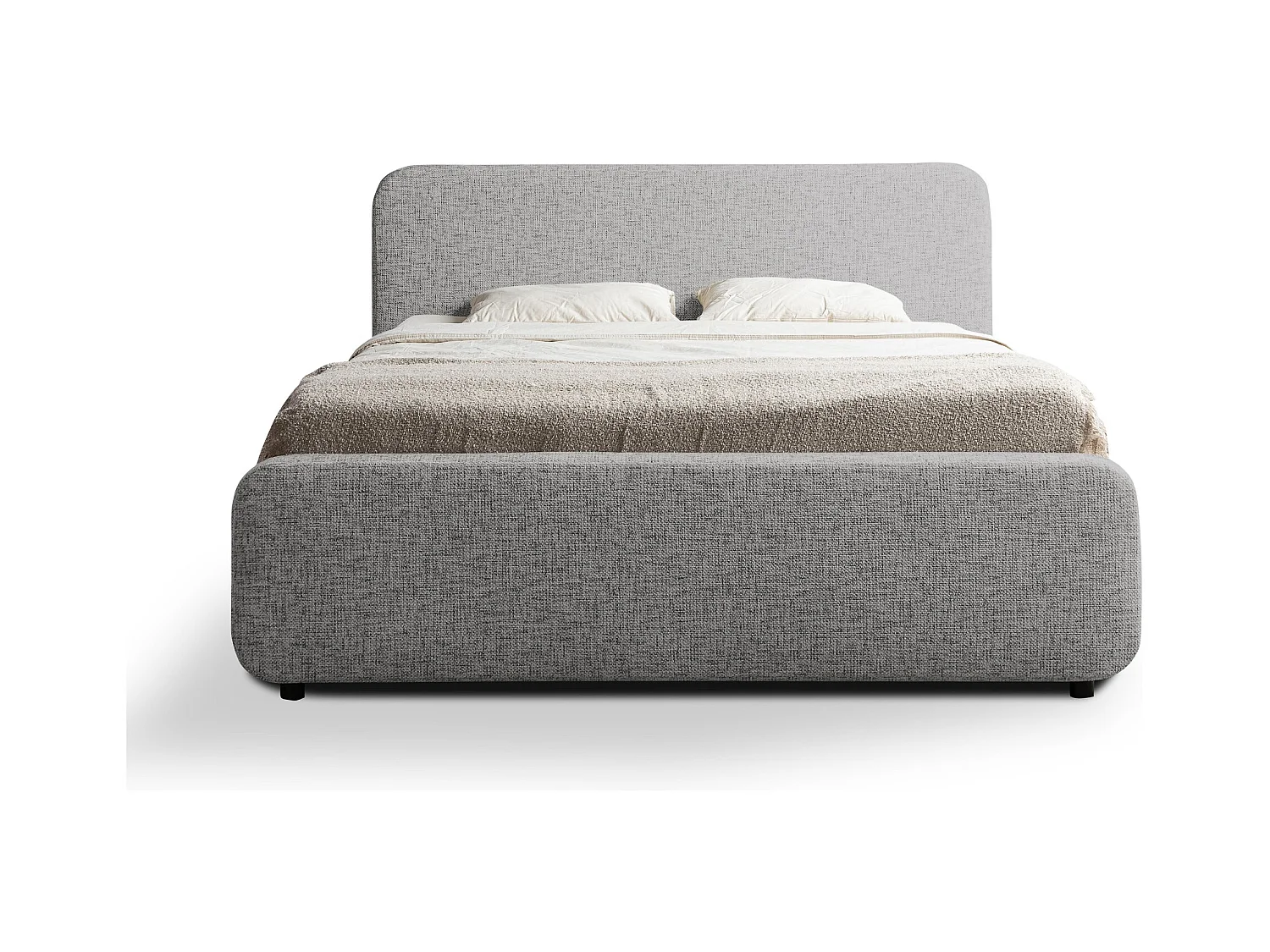 Lit rembourré avec rangement 160 x 222 - en Chenille - gris clair - HANALE