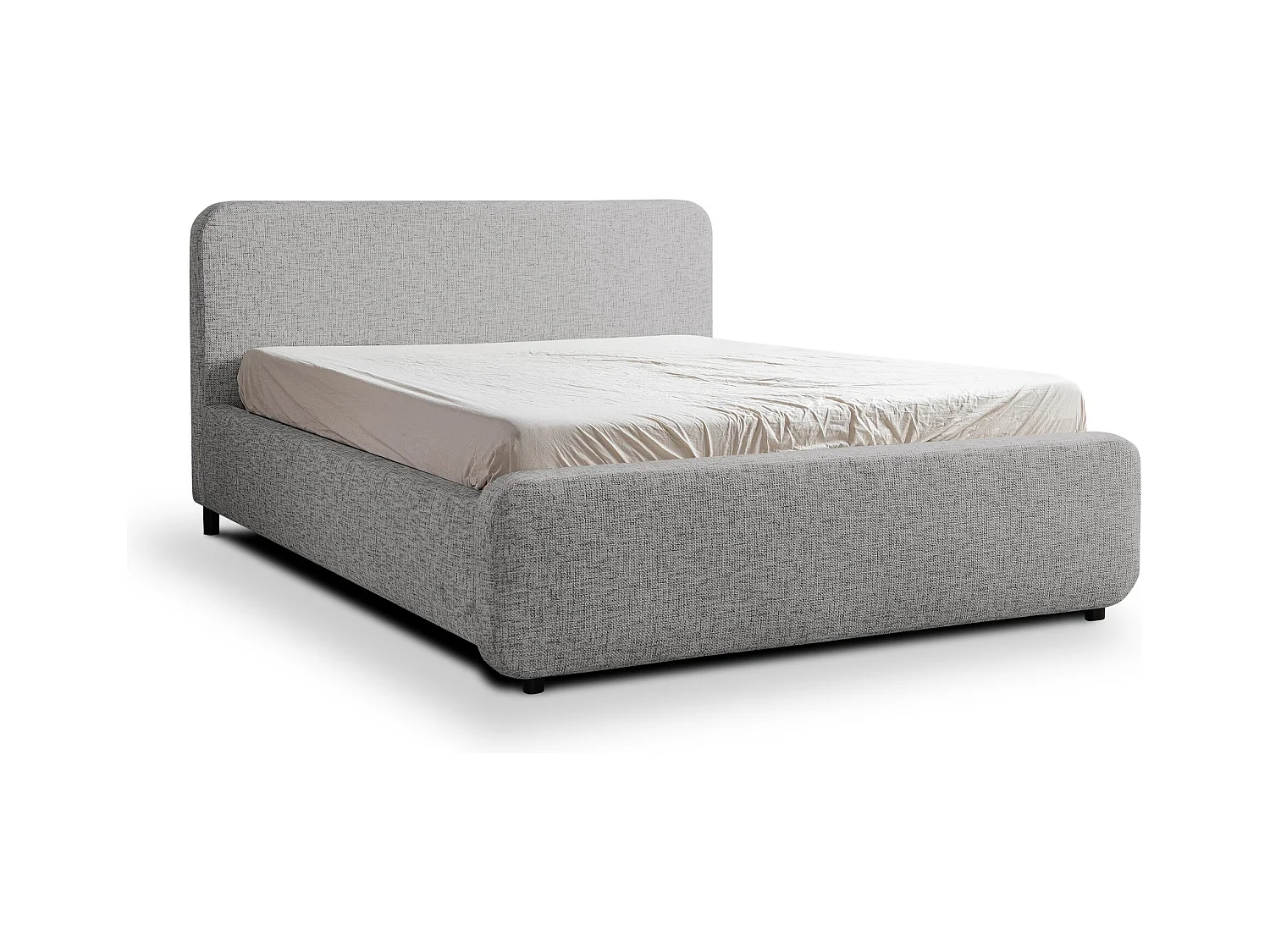 Lit rembourré avec rangement 160 x 222 - en Chenille - gris clair - HANALE