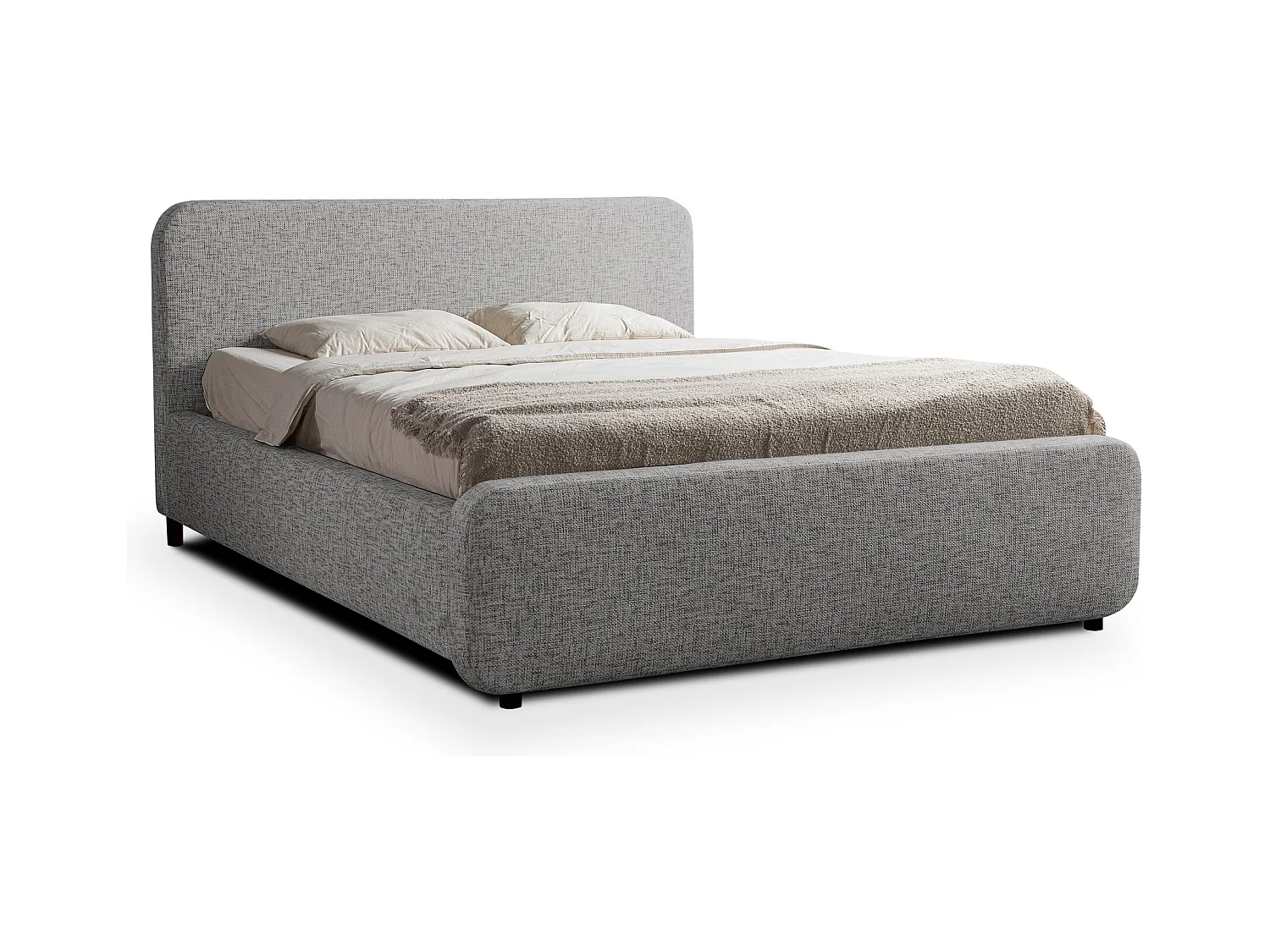 Polsterbed mit Stauraum - 160 x 222 - Chenille - Hellgrau - HANALE