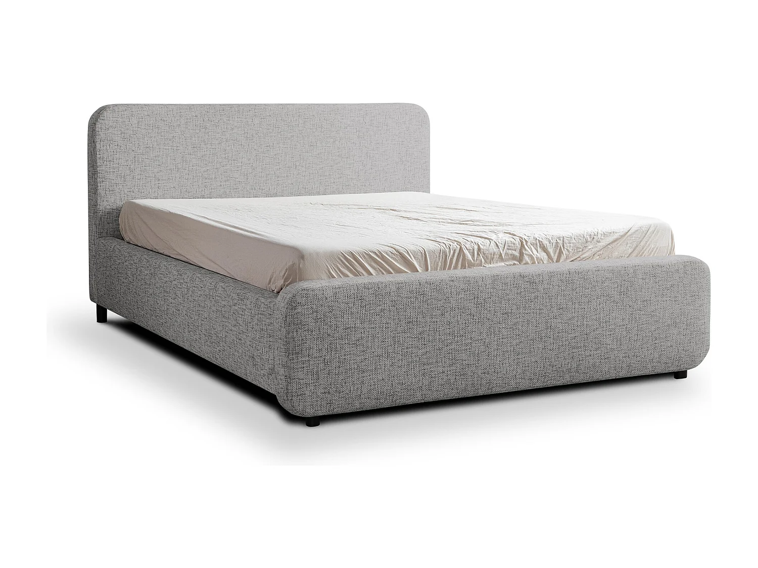 Lit rembourré avec rangement 160 x 222 - en Chenille - gris clair - HANALE