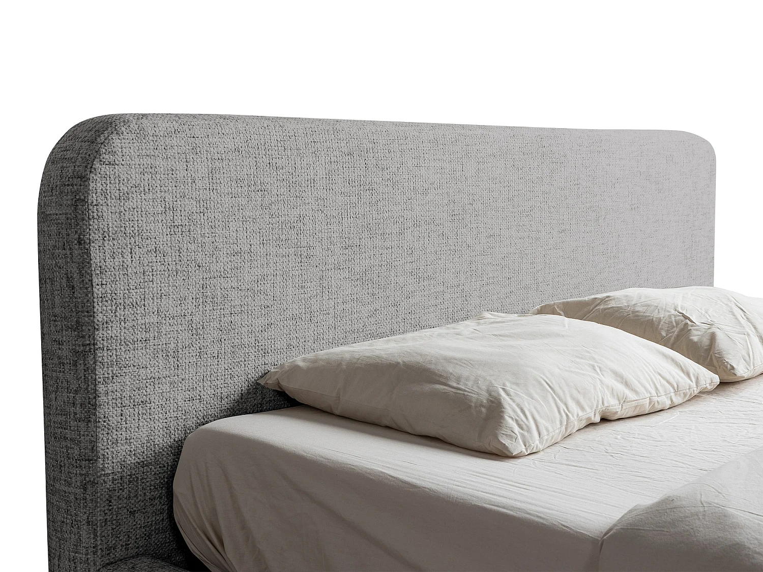 Lit rembourré avec rangement 160 x 222 - en Chenille - gris clair - HANALE